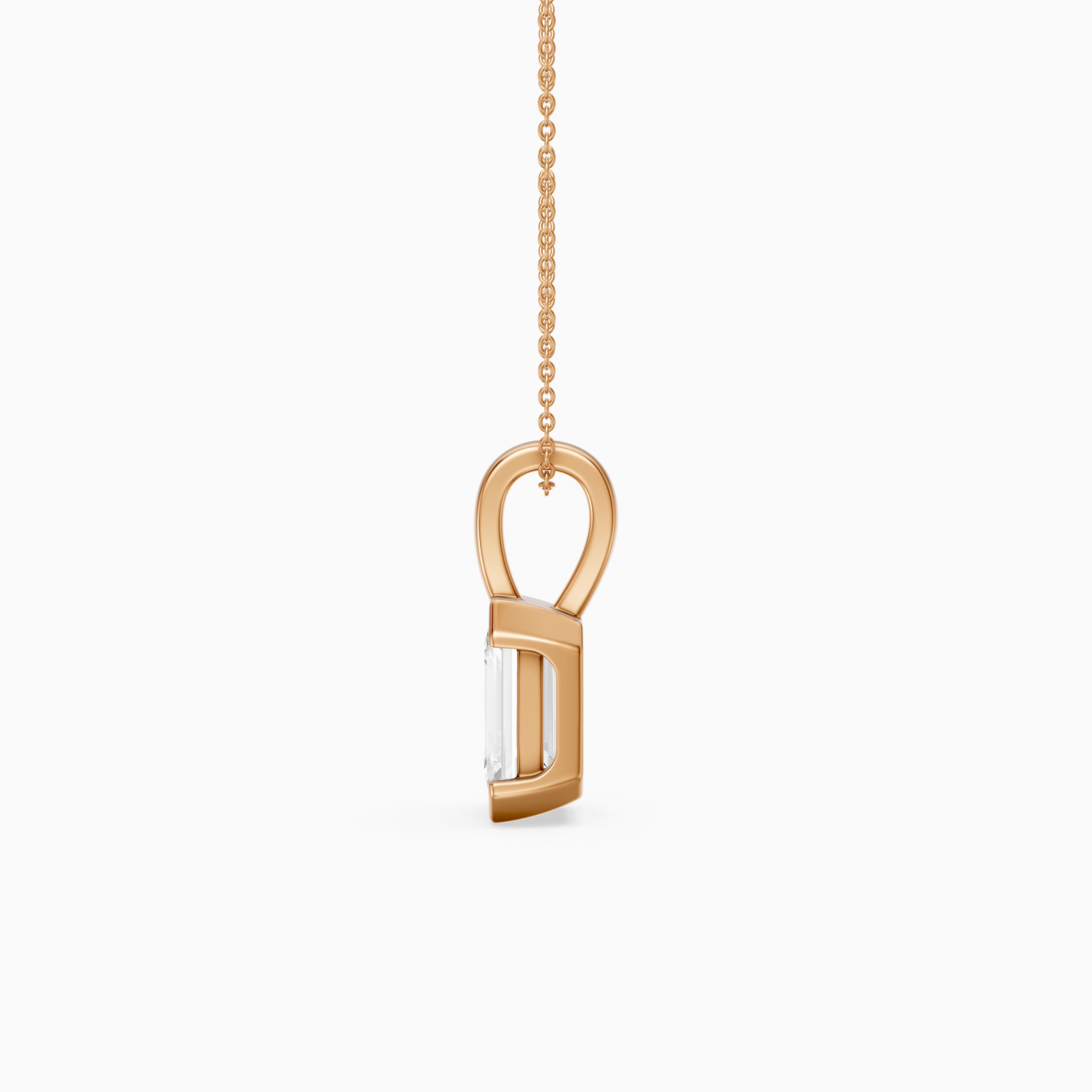 Catherine Emerald Cut Lab Grown Diamond Half Bezel Pendant