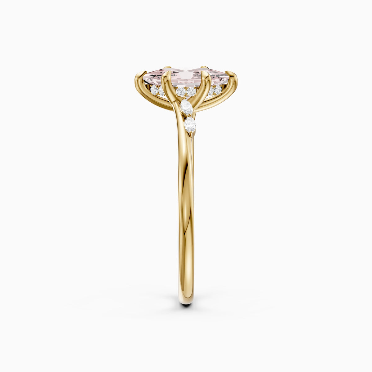 Eleri Dutch Marquise Hidden Halo Pink Lab Grown Diamond Engagement Ring with Marquise Side Stones