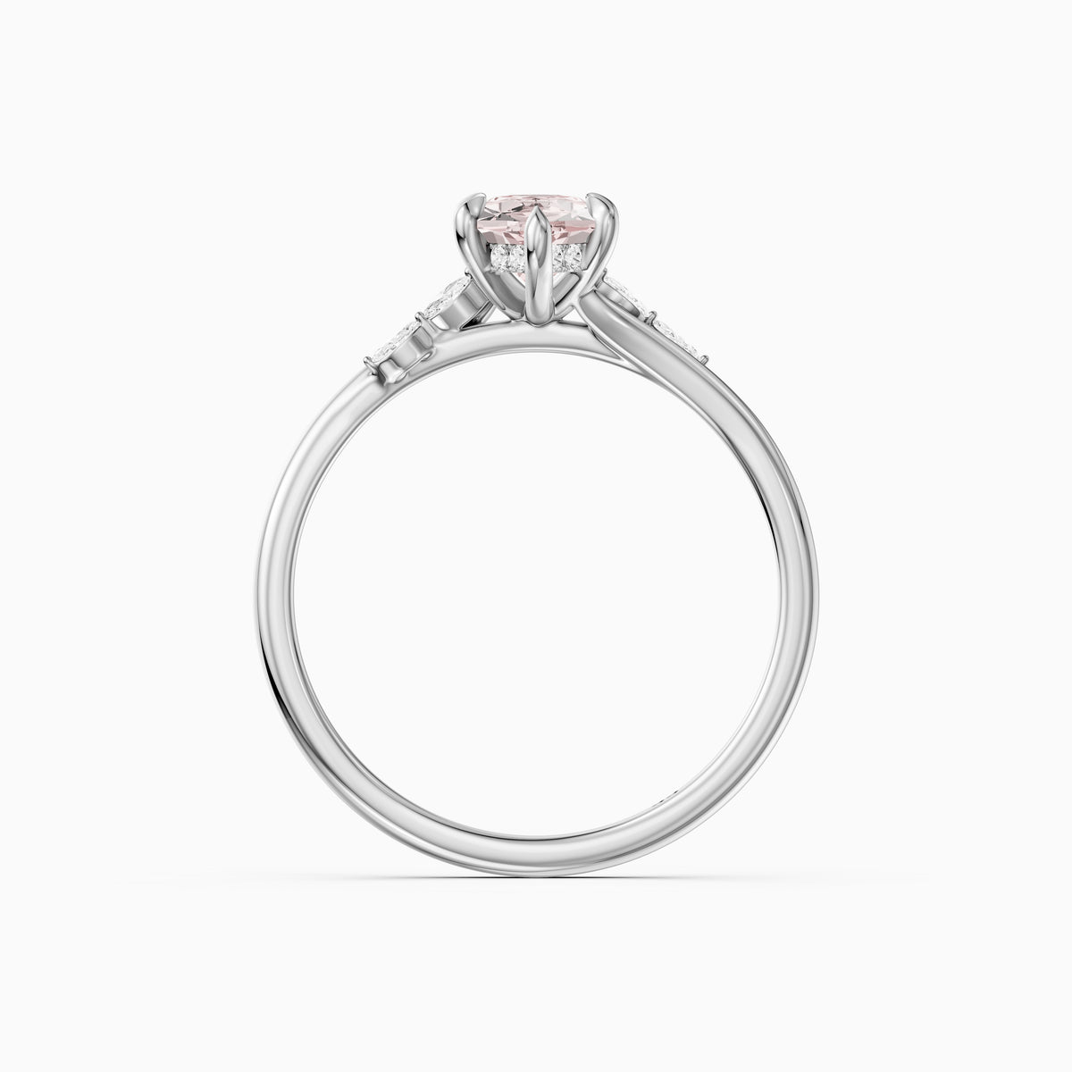 Eleri Dutch Marquise Hidden Halo Pink Lab Grown Diamond Engagement Ring with Marquise Side Stones