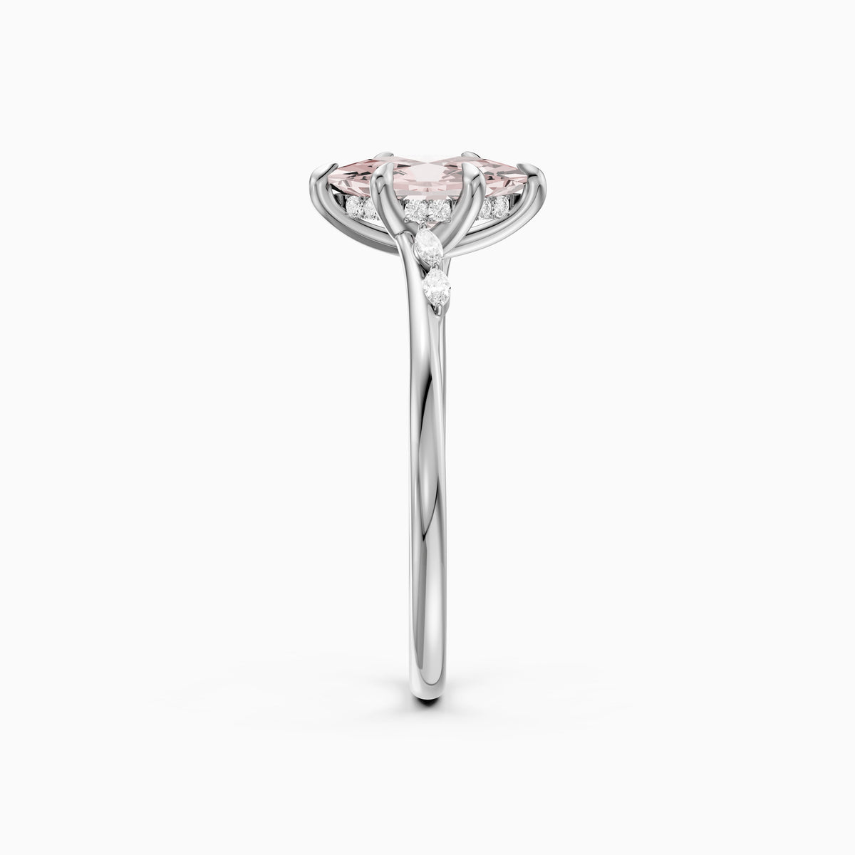Eleri Dutch Marquise Hidden Halo Pink Lab Grown Diamond Engagement Ring with Marquise Side Stones