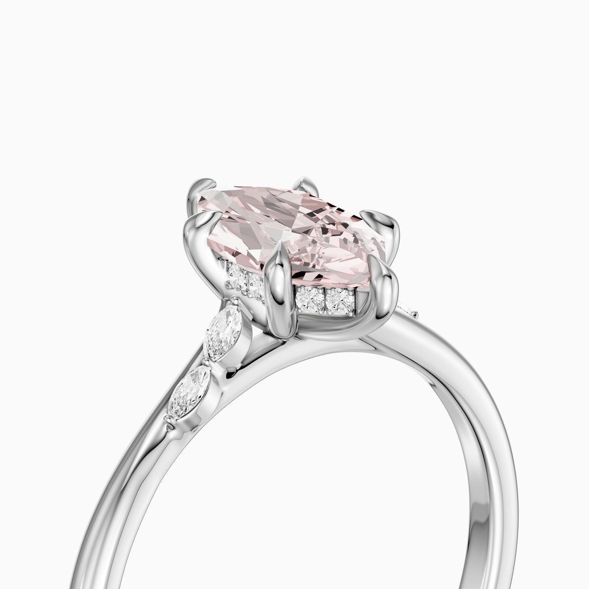 Eleri Dutch Marquise Hidden Halo Pink Lab Grown Diamond Engagement Ring with Marquise Side Stones