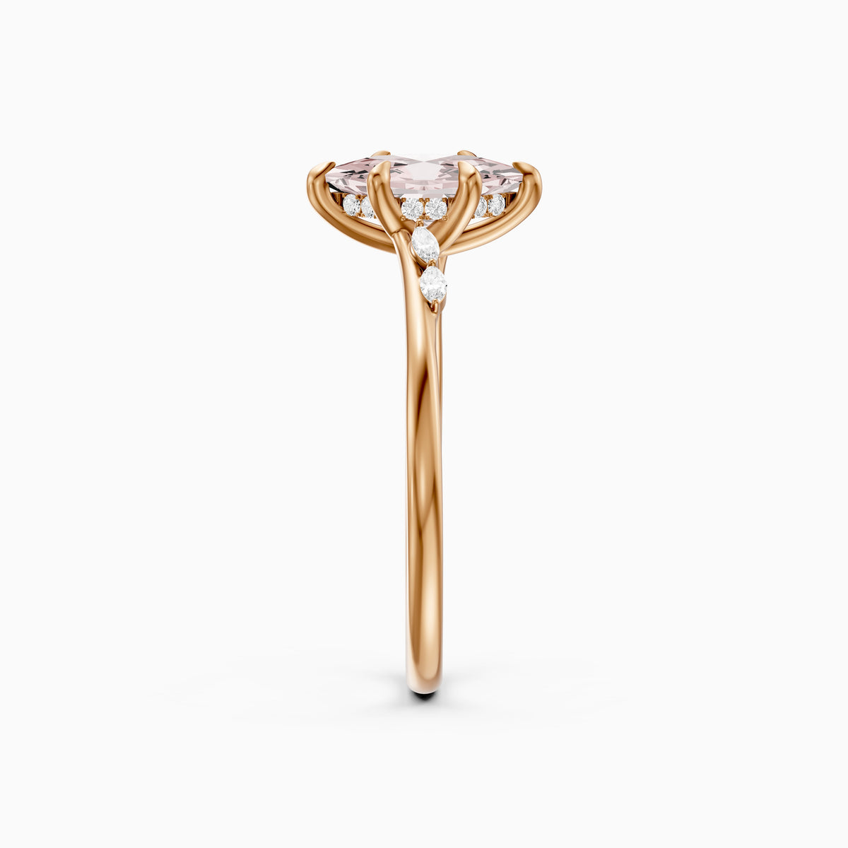 Eleri Dutch Marquise Hidden Halo Pink Lab Grown Diamond Engagement Ring with Marquise Side Stones