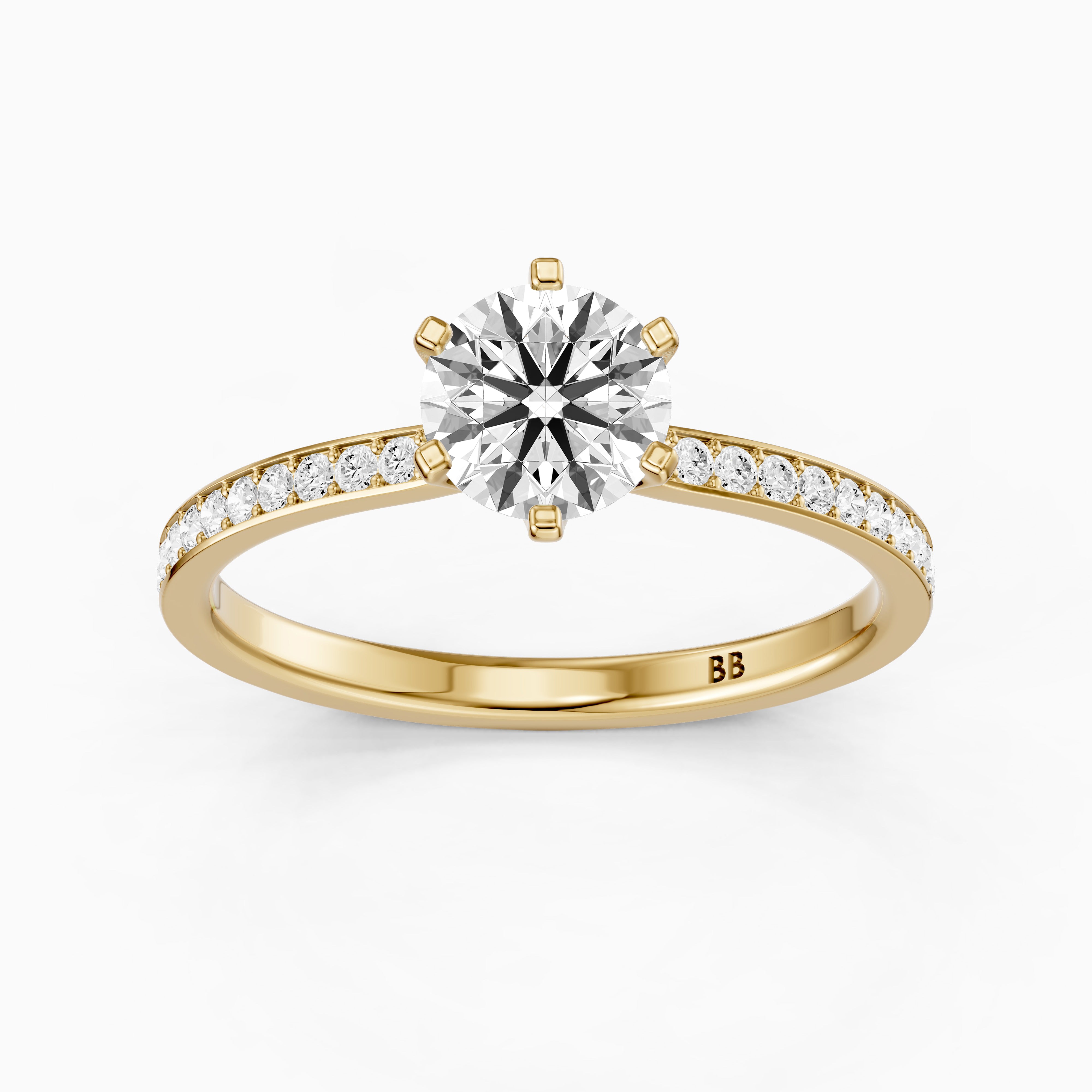 Keegan 6 Prong Round Cut Channel Set Moissanite Diamond Ring