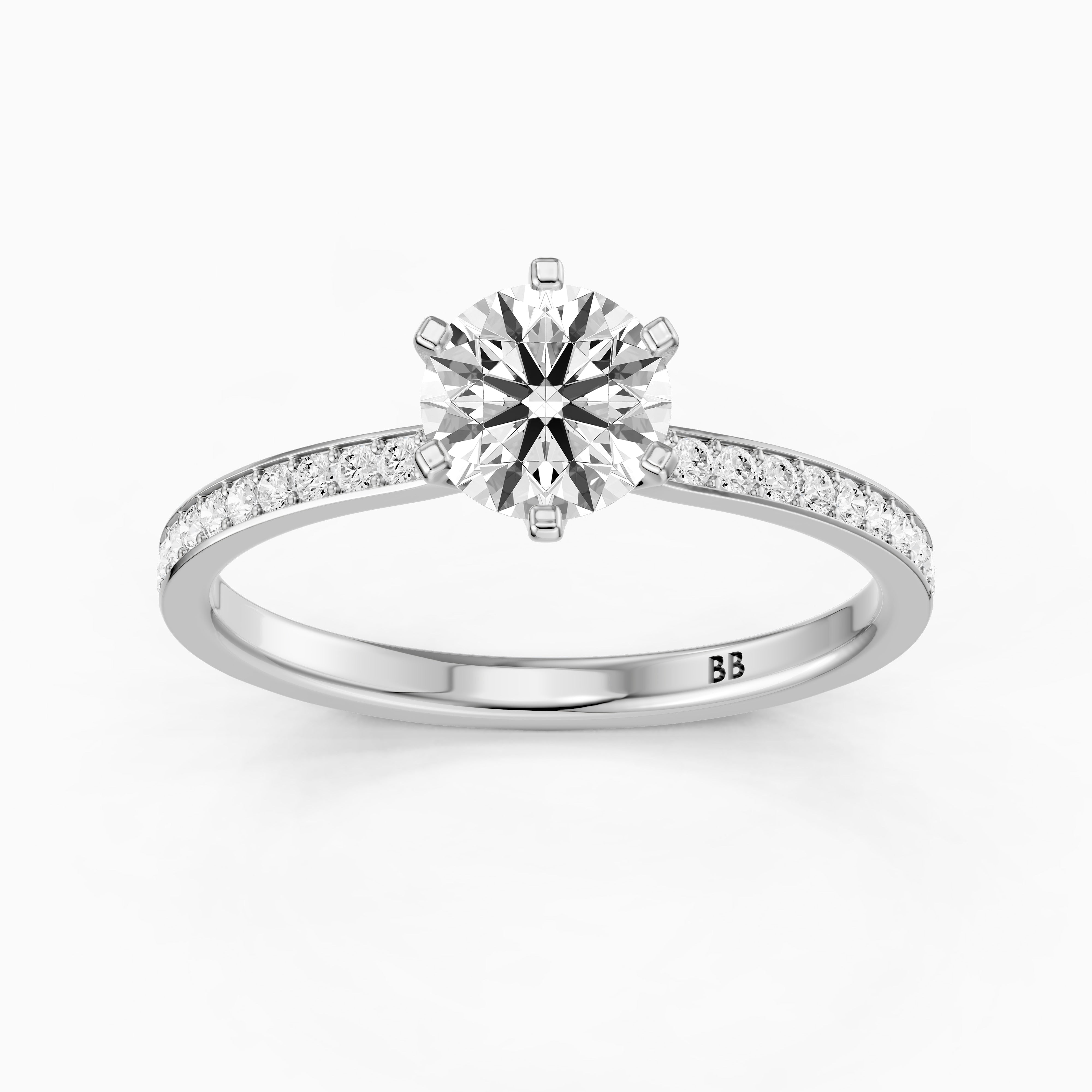 Keegan 6 Prong Round Cut Channel Set Moissanite Diamond Ring