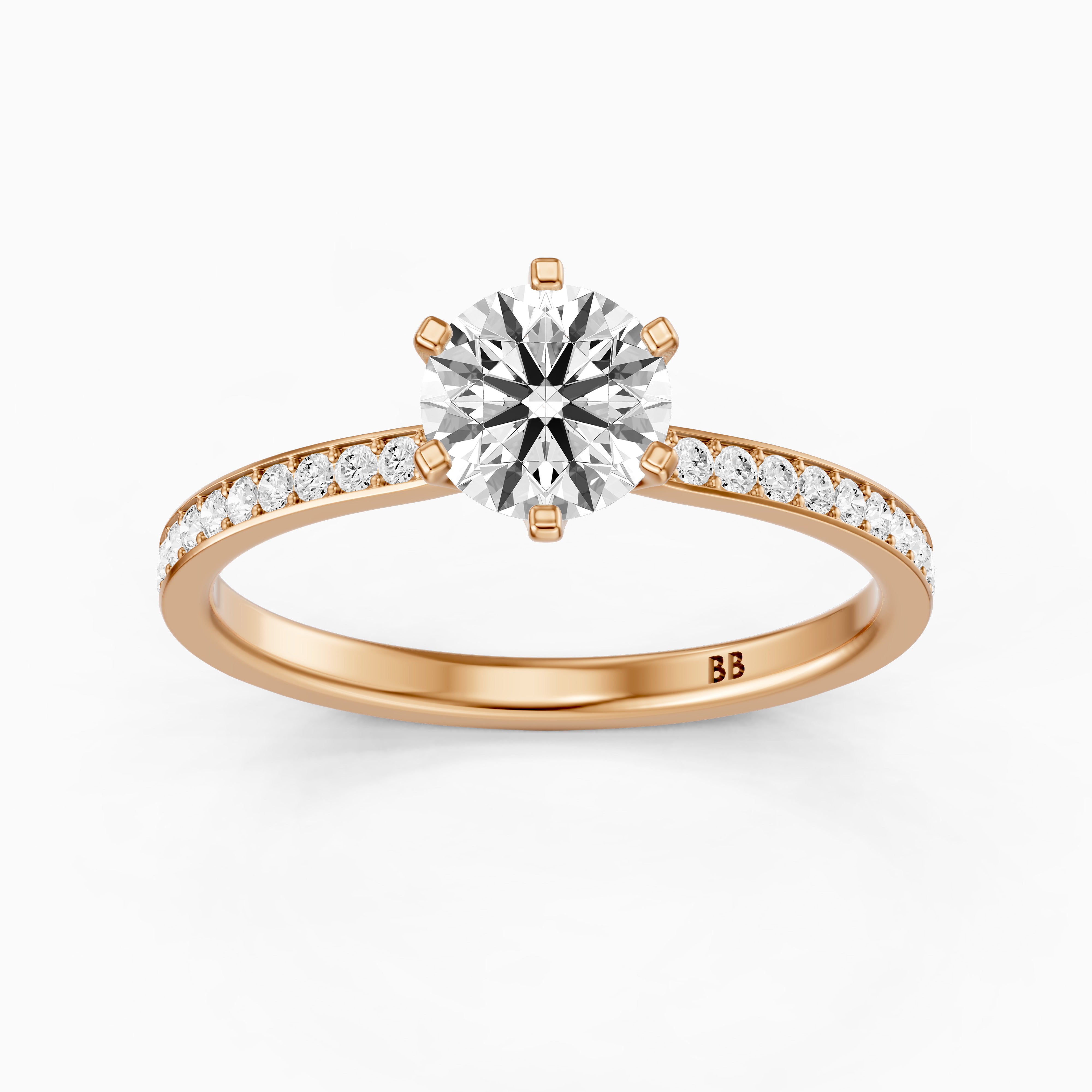 Keegan 6 Prong Round Cut Channel Set Moissanite Diamond Ring