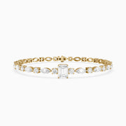 Jessie Emerald Cut Lab Grown Diamond Station Tennis Bracelet with Round and Marquise Diamonds