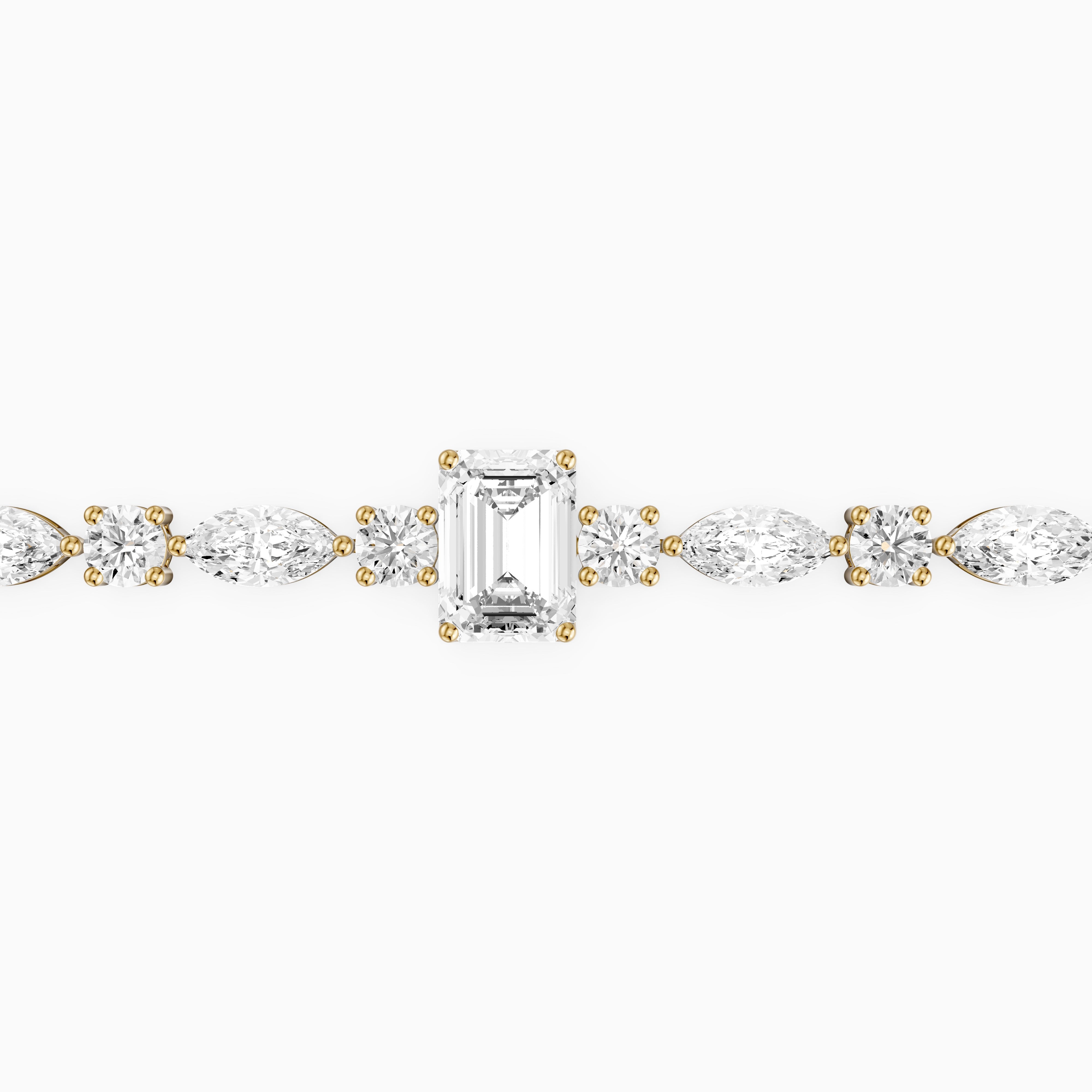 Jessie Emerald Cut Lab Grown Diamond Station Tennis Bracelet with Round and Marquise Diamonds