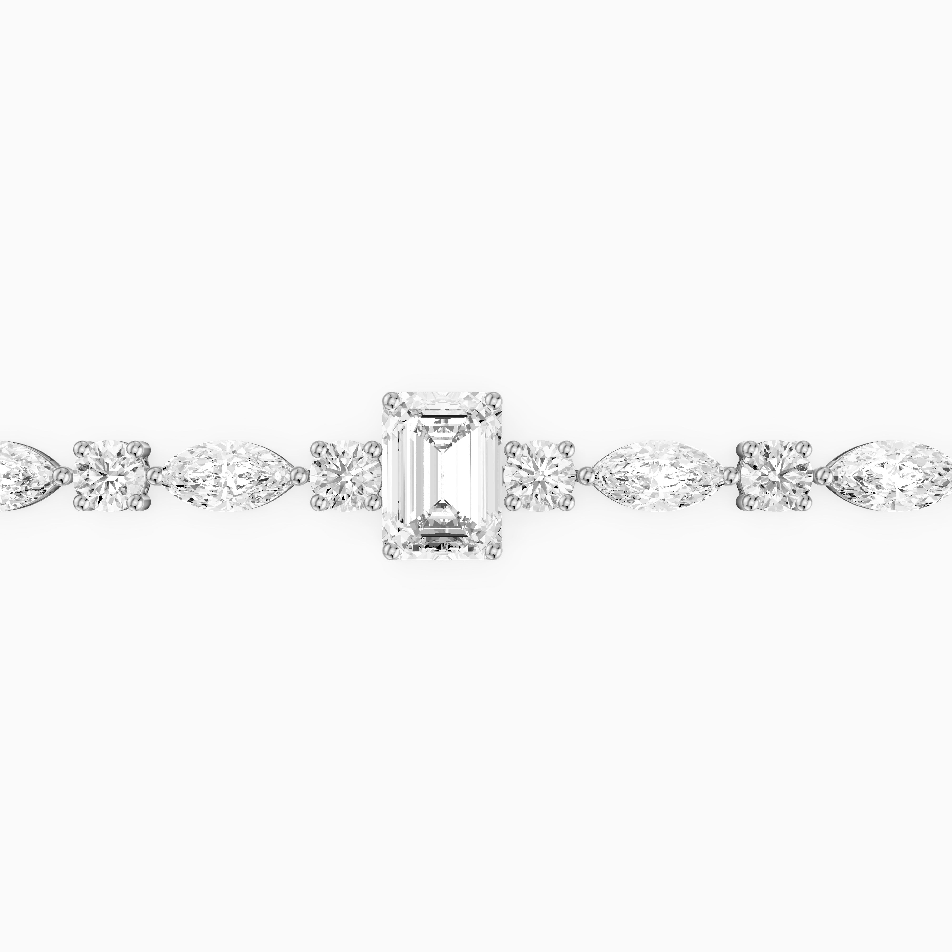 Jessie Emerald Cut Lab Grown Diamond Station Tennis Bracelet with Round and Marquise Diamonds