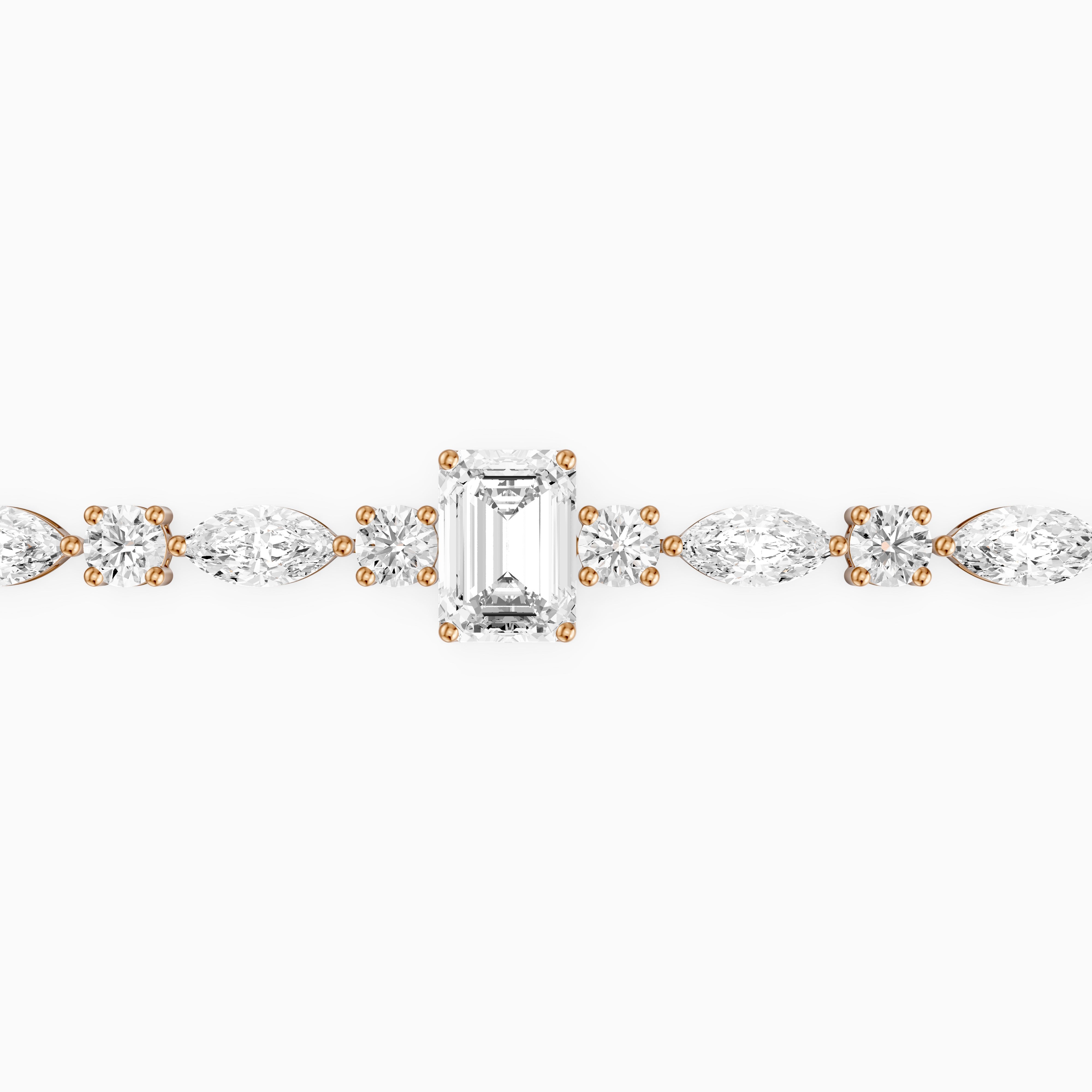 Jessie Emerald Cut Lab Grown Diamond Station Tennis Bracelet with Round and Marquise Diamonds