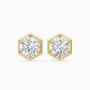 Ylva Round Cut Lab Grown Diamond Hexagon Frame Stud Earrings