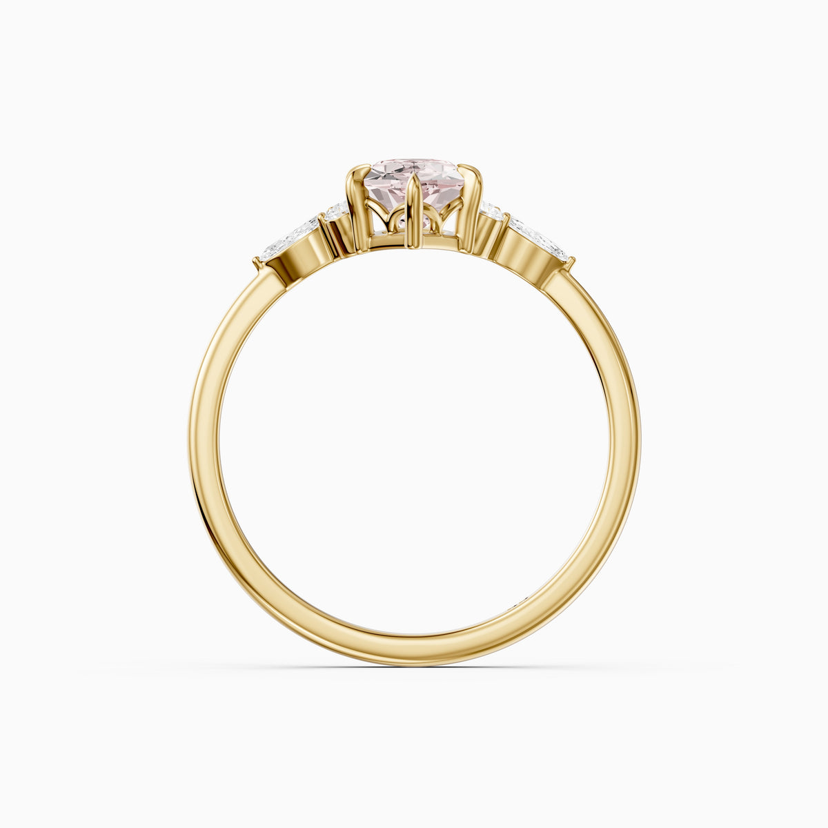 Jorja Dutch Marquise Cut Pink Lab Grown Diamond Ring with Round and Marquise Side Stones