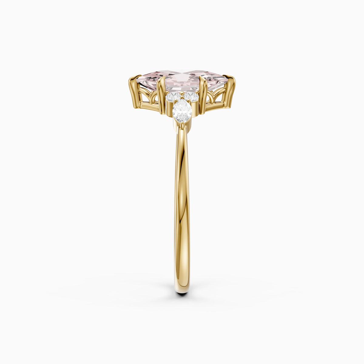 Jorja Dutch Marquise Cut Pink Lab Grown Diamond Ring with Round and Marquise Side Stones