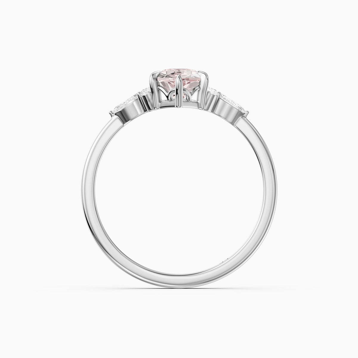 Jorja Dutch Marquise Cut Pink Lab Grown Diamond Ring with Round and Marquise Side Stones