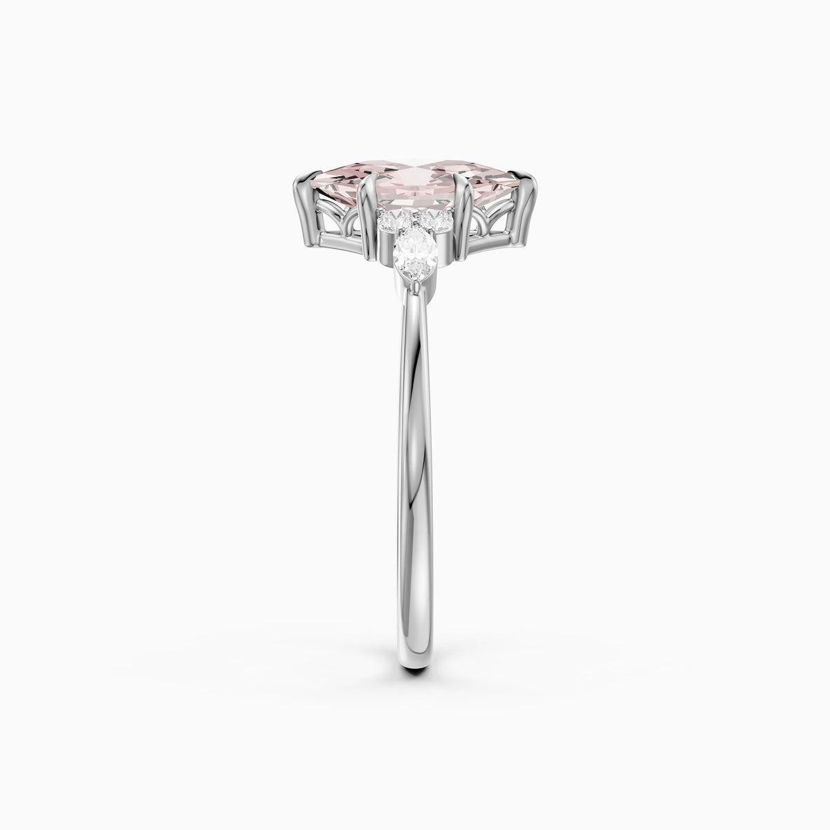 Jorja Dutch Marquise Cut Pink Lab Grown Diamond Ring with Round and Marquise Side Stones