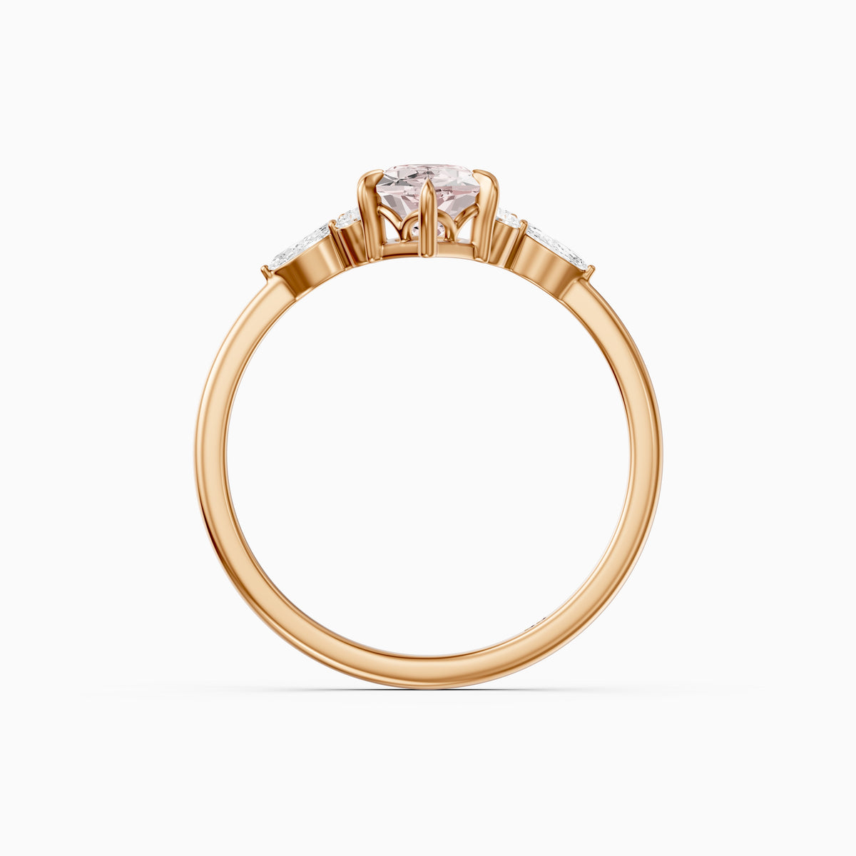 Jorja Dutch Marquise Cut Pink Lab Grown Diamond Ring with Round and Marquise Side Stones