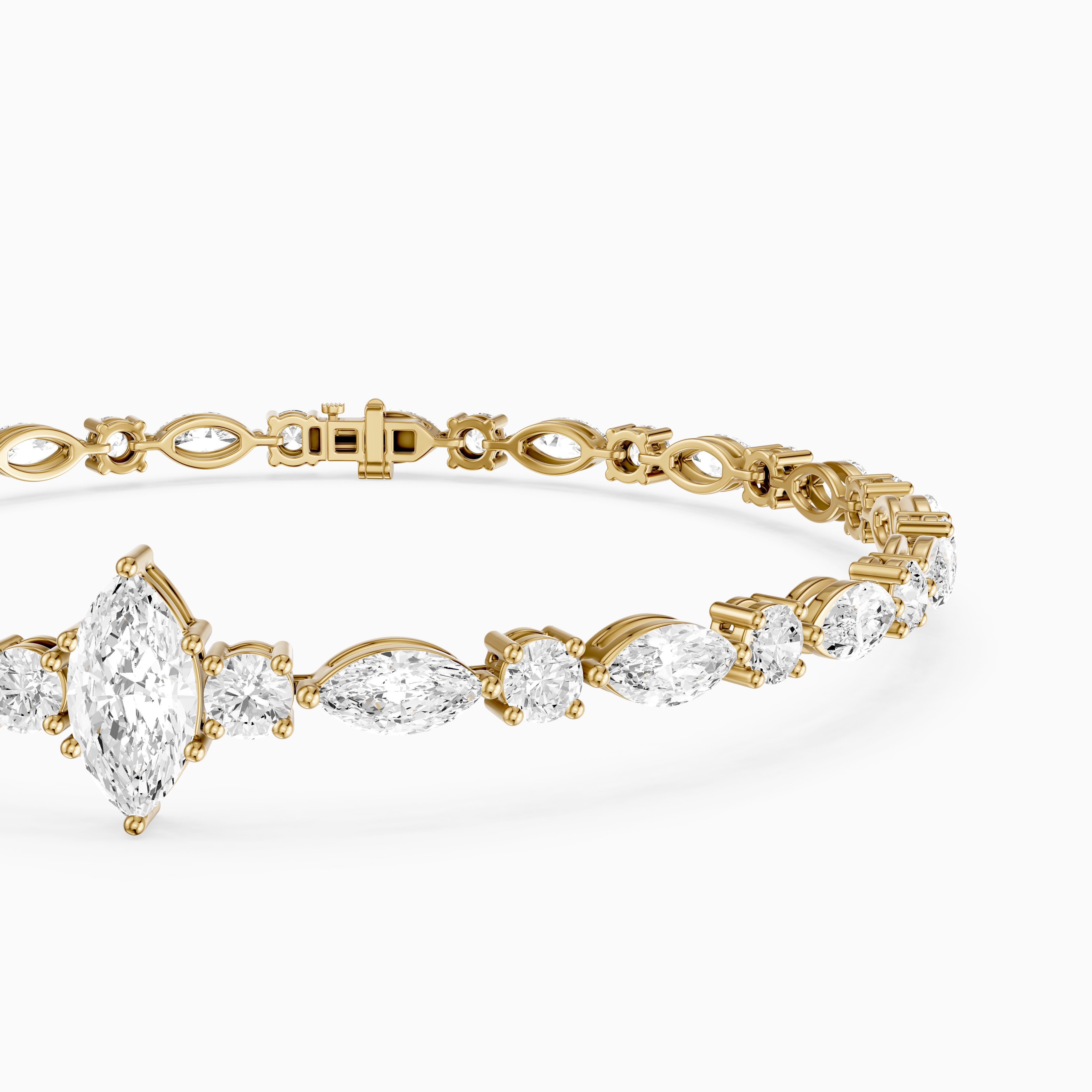 Angie Round and Marquise Lab Grown Diamond Tennis Bracelet