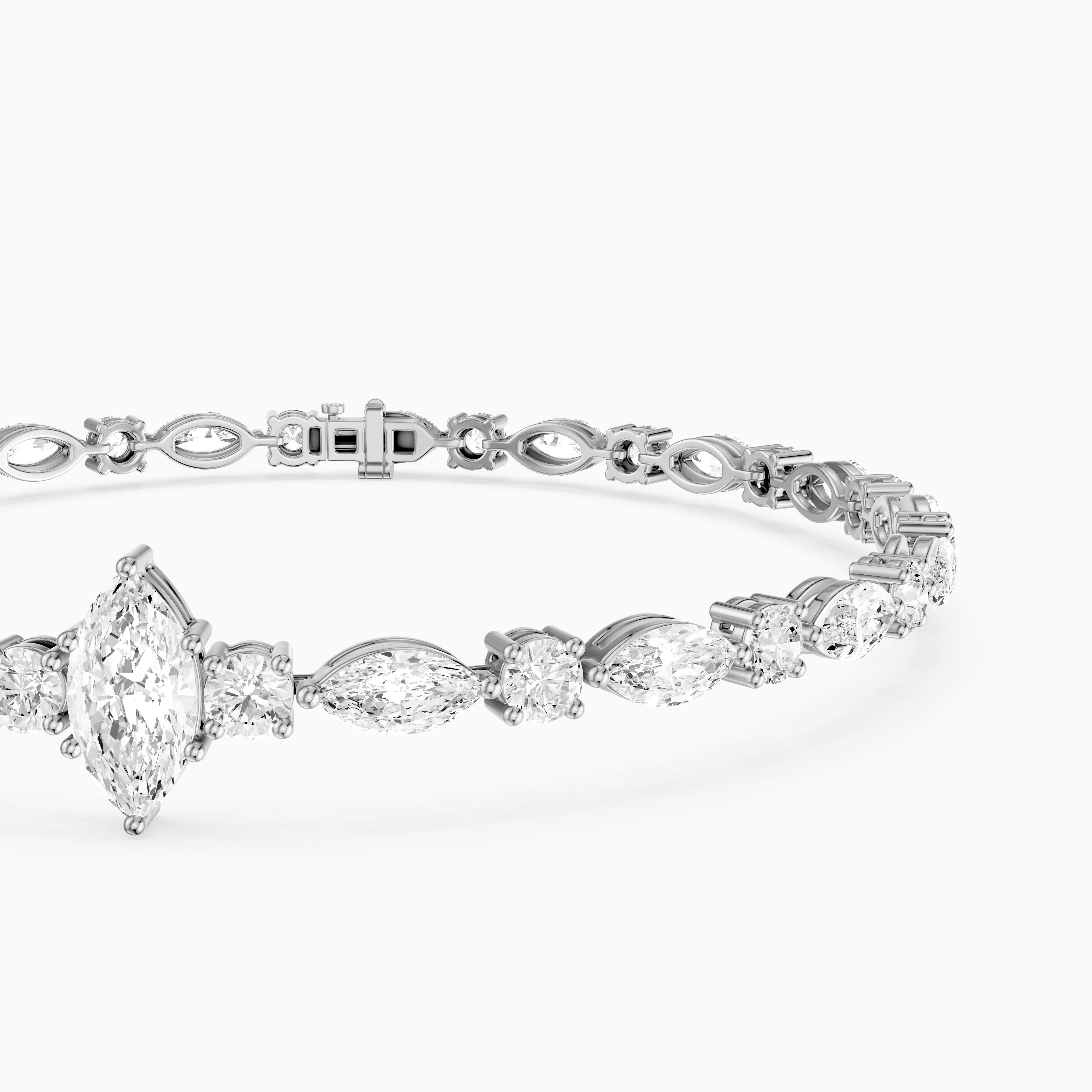 Angie Round and Marquise Lab Grown Diamond Tennis Bracelet