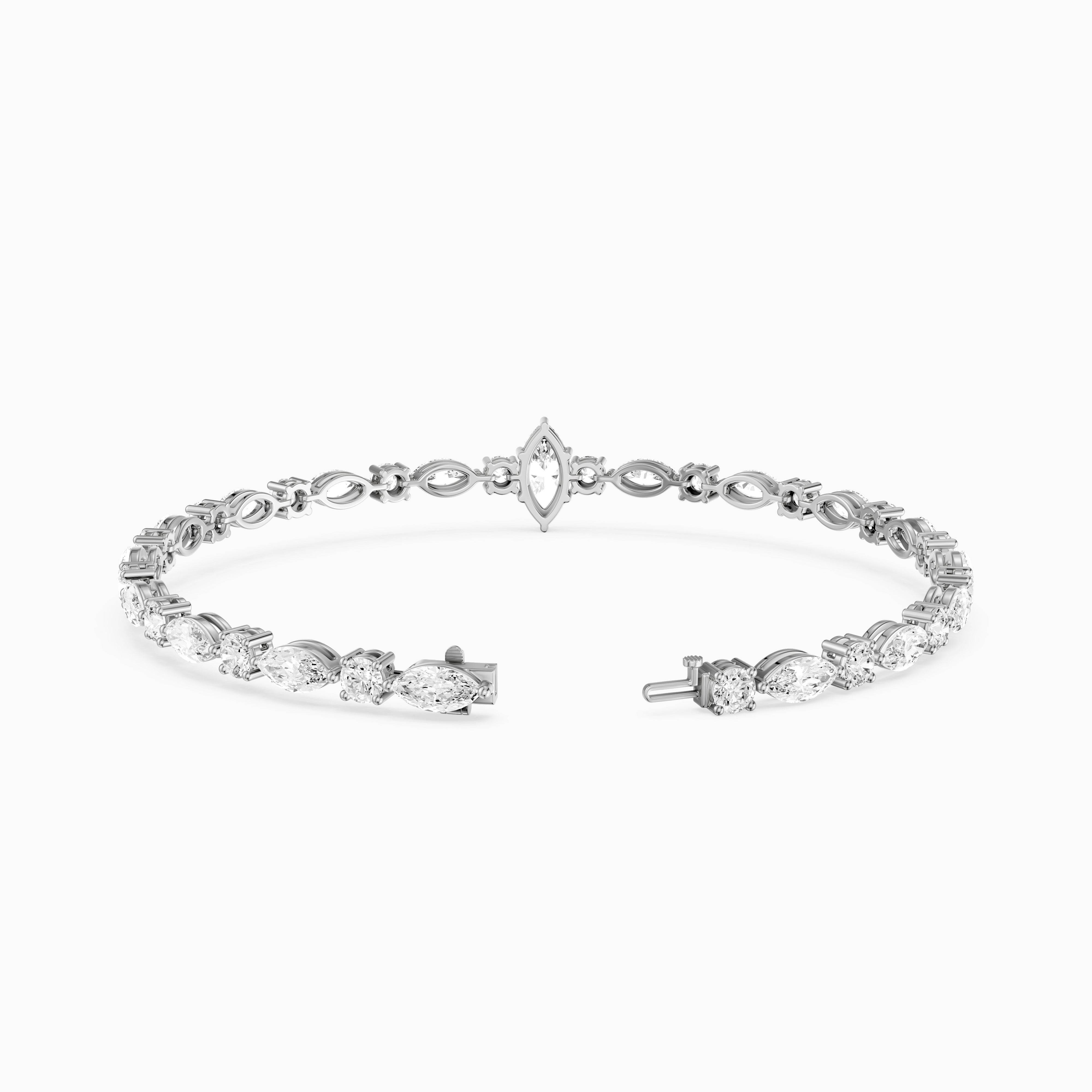 Angie Round and Marquise Lab Grown Diamond Tennis Bracelet