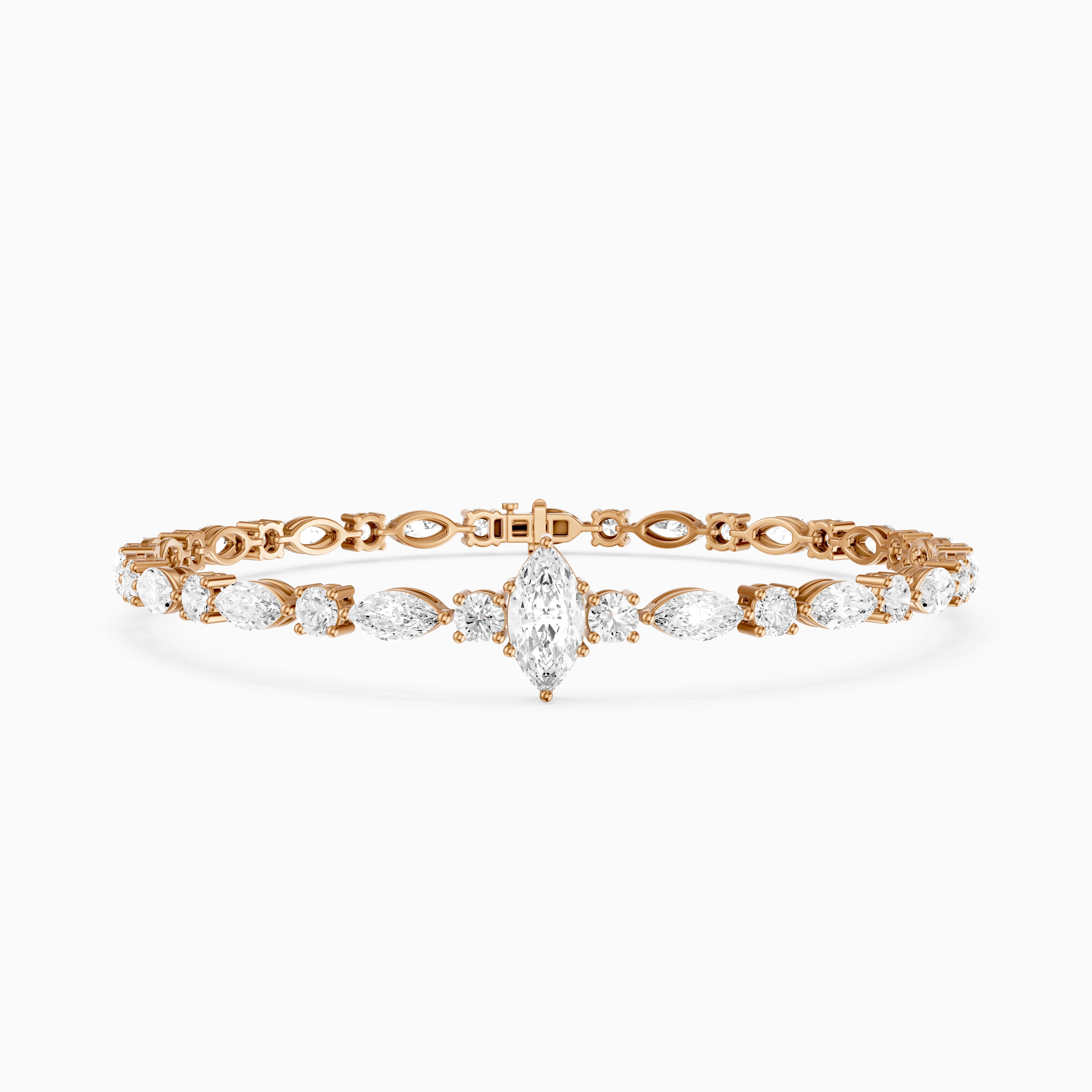 Angie Round and Marquise Lab Grown Diamond Tennis Bracelet