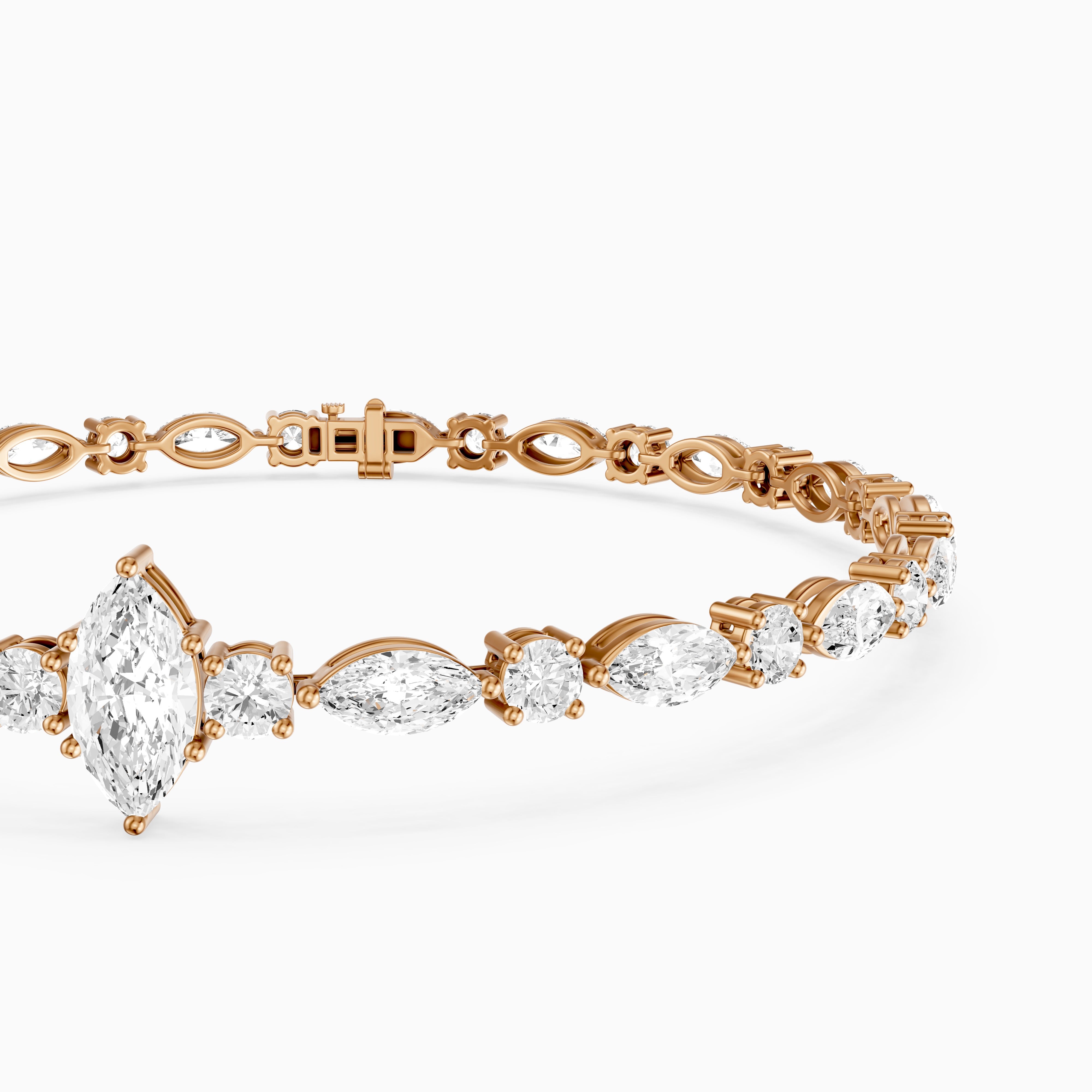 Angie Round and Marquise Lab Grown Diamond Tennis Bracelet