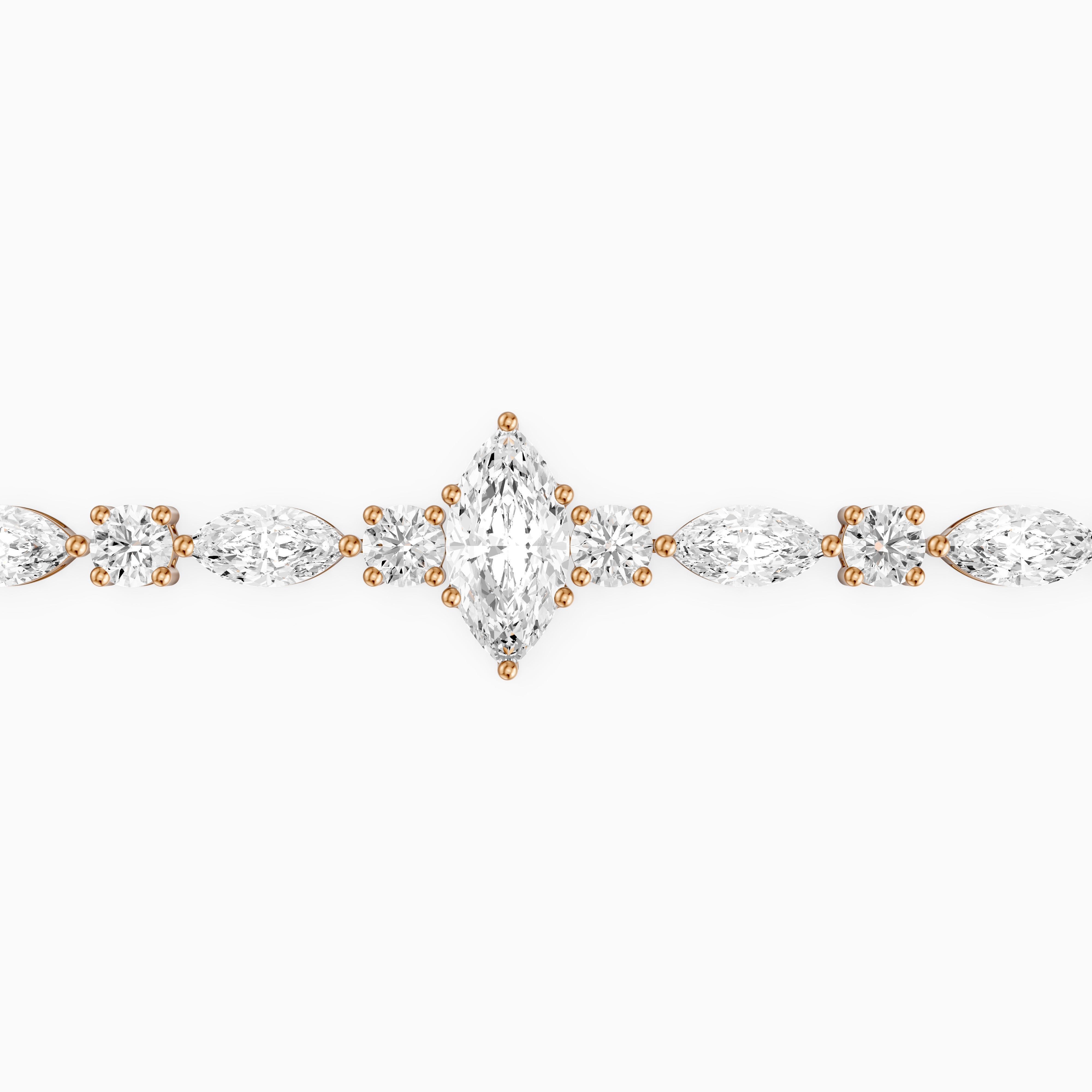 Angie Round and Marquise Lab Grown Diamond Tennis Bracelet