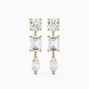 Elysia Round, Emerald, and Marquise Lab Grown Diamond Dangle Earrings