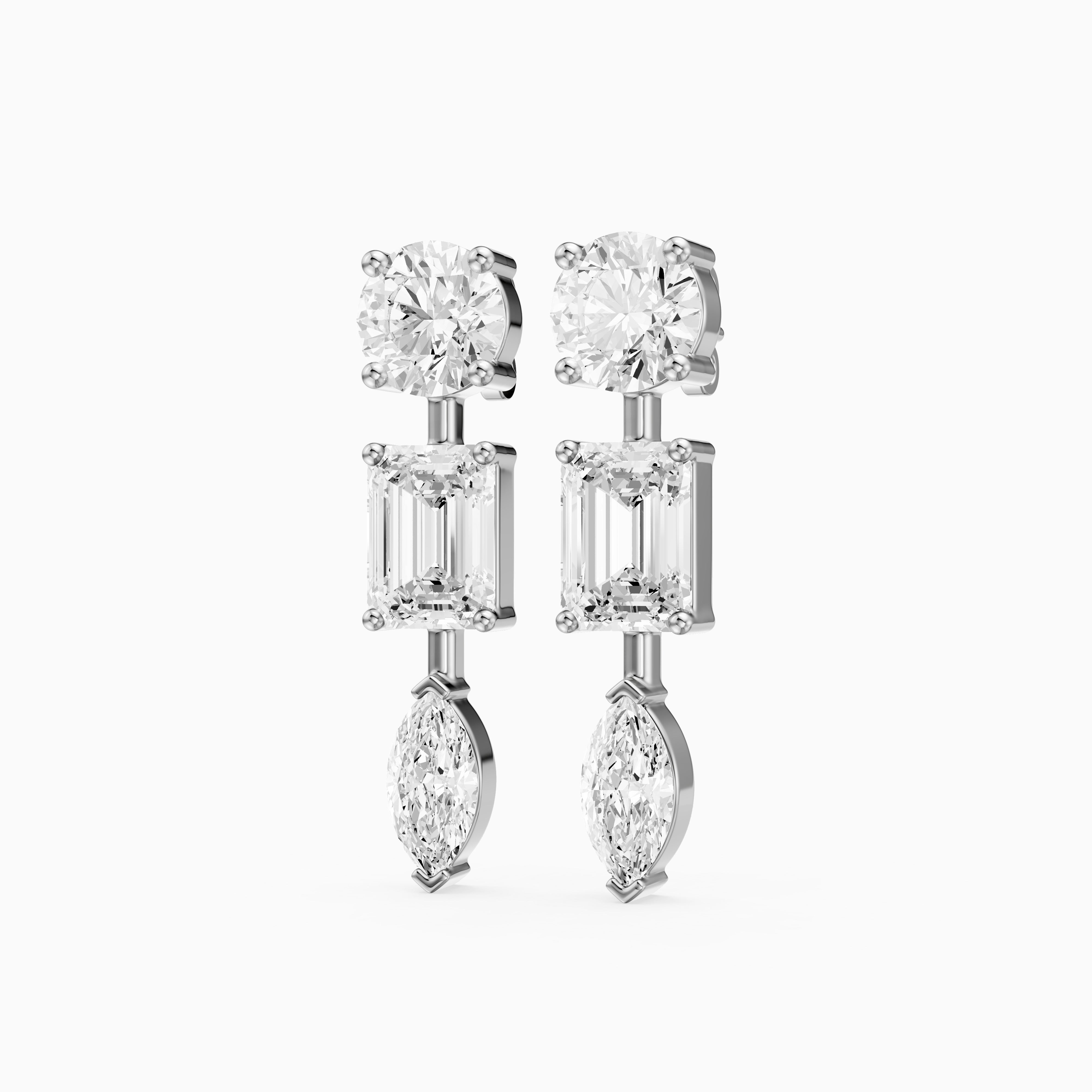 Elysia Round, Emerald, and Marquise Lab Grown Diamond Dangle Earrings