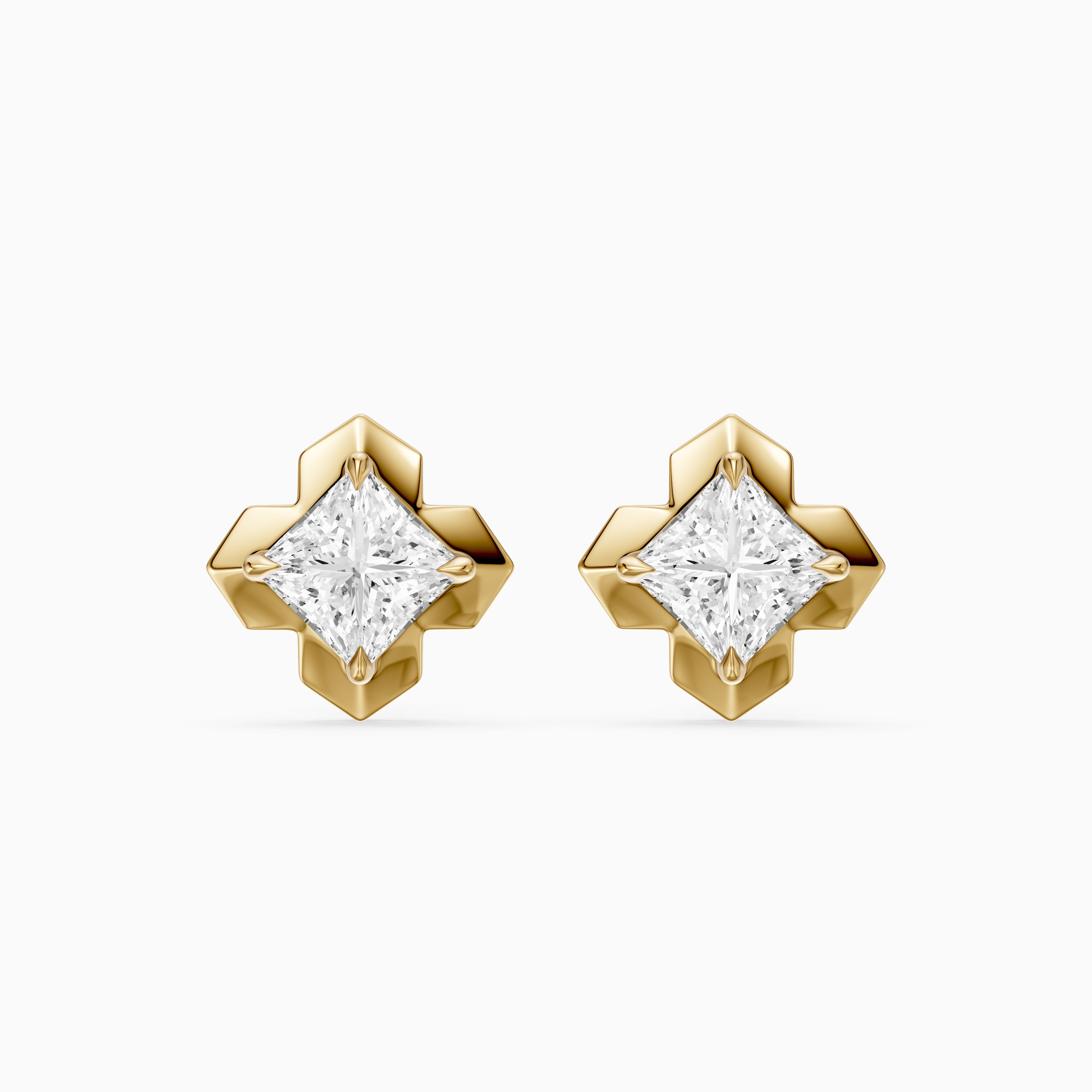 Yrina Princess Cut Lab Grown Diamond X-Prong Stud Earrings