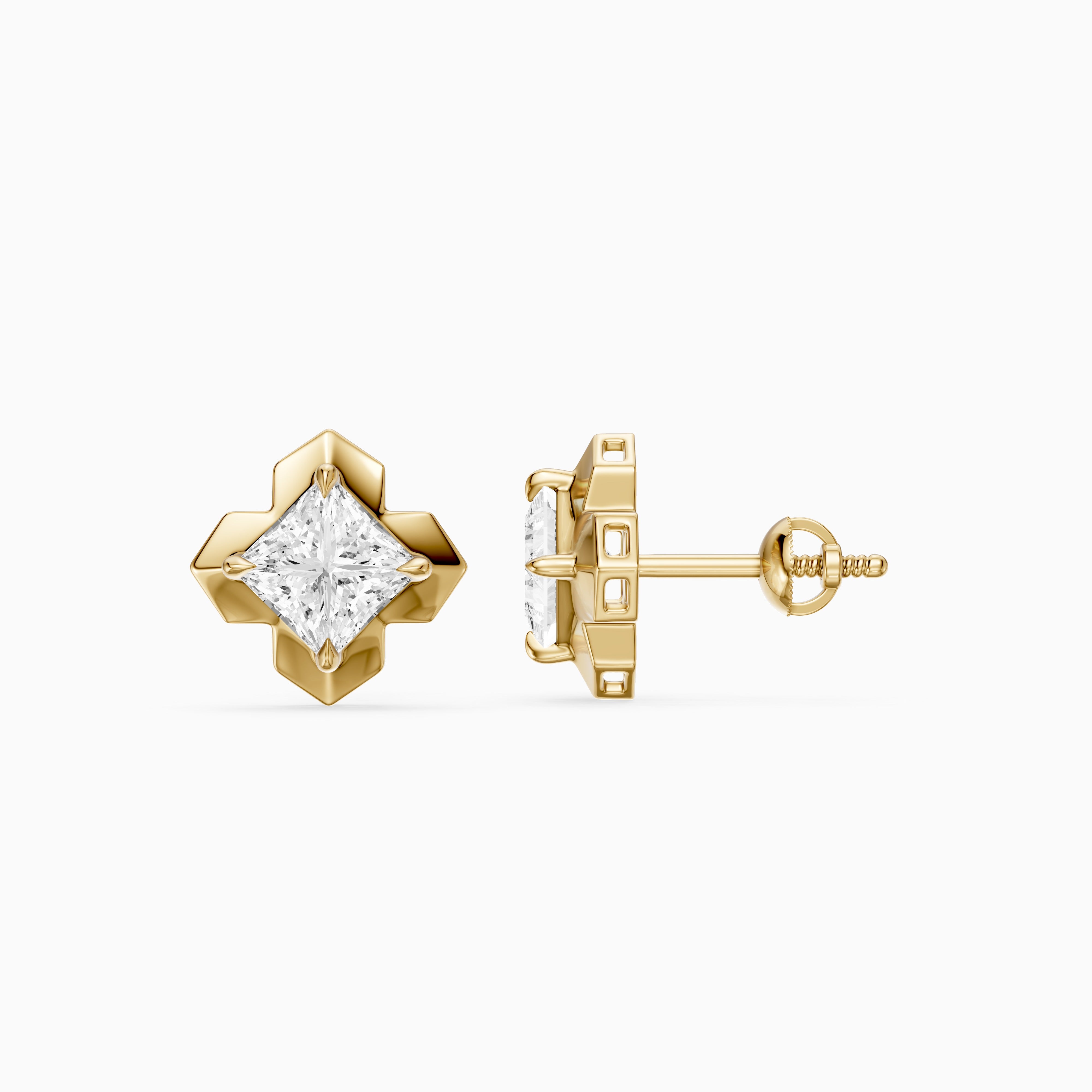 Yrina Princess Cut Lab Grown Diamond X-Prong Stud Earrings