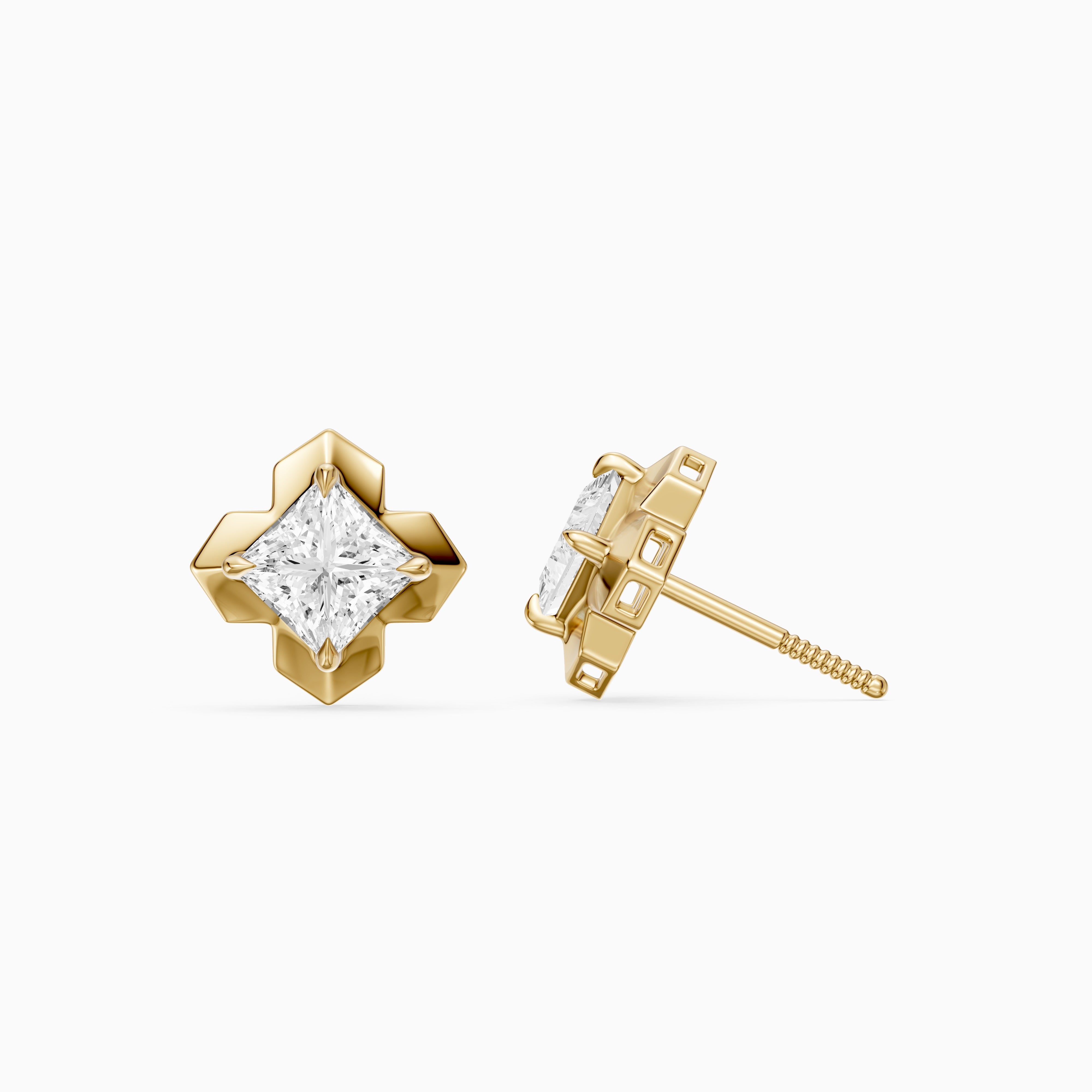 Yrina Princess Cut Lab Grown Diamond X-Prong Stud Earrings