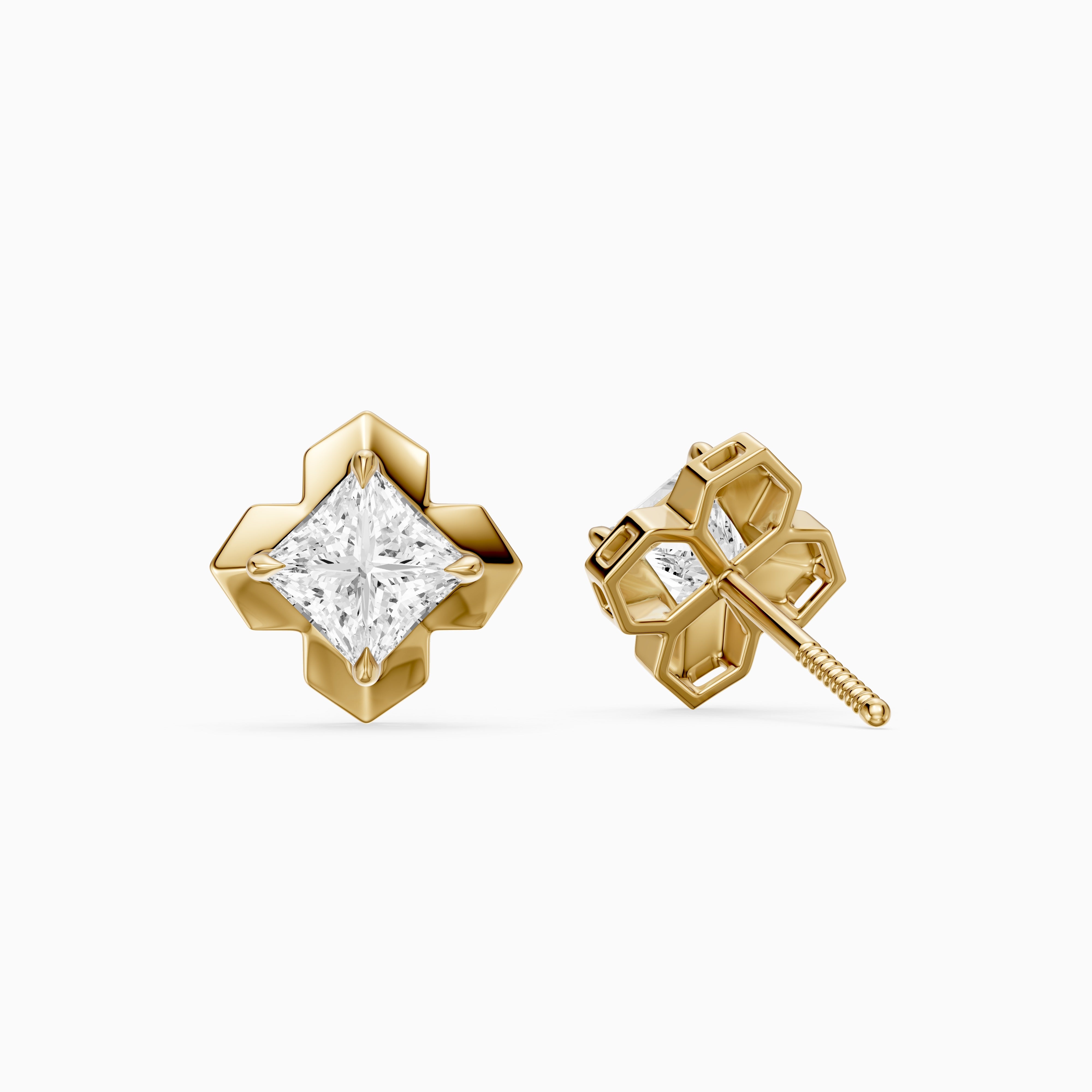 Yrina Princess Cut Lab Grown Diamond X-Prong Stud Earrings