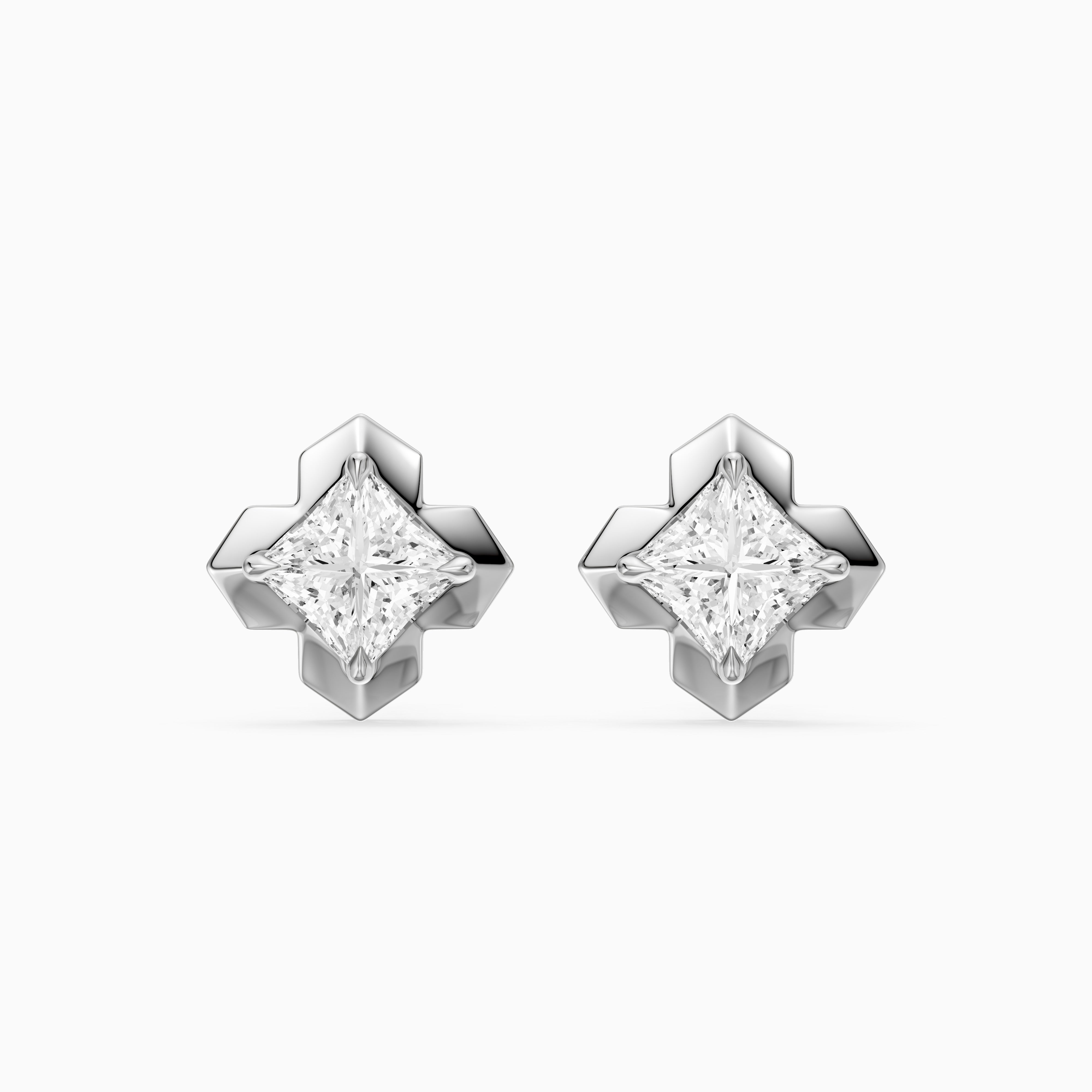 Yrina Princess Cut Lab Grown Diamond X-Prong Stud Earrings