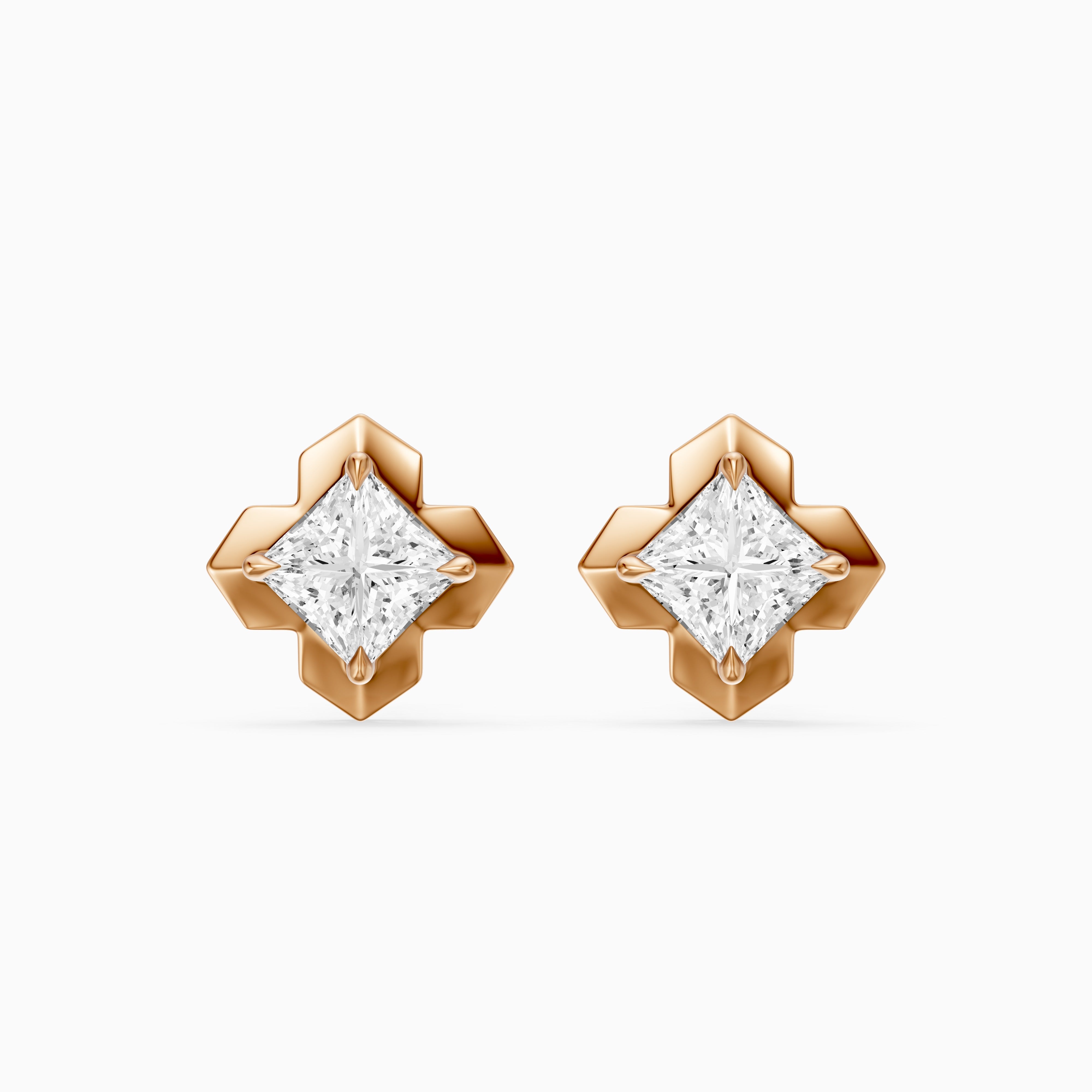 Yrina Princess Cut Lab Grown Diamond X-Prong Stud Earrings
