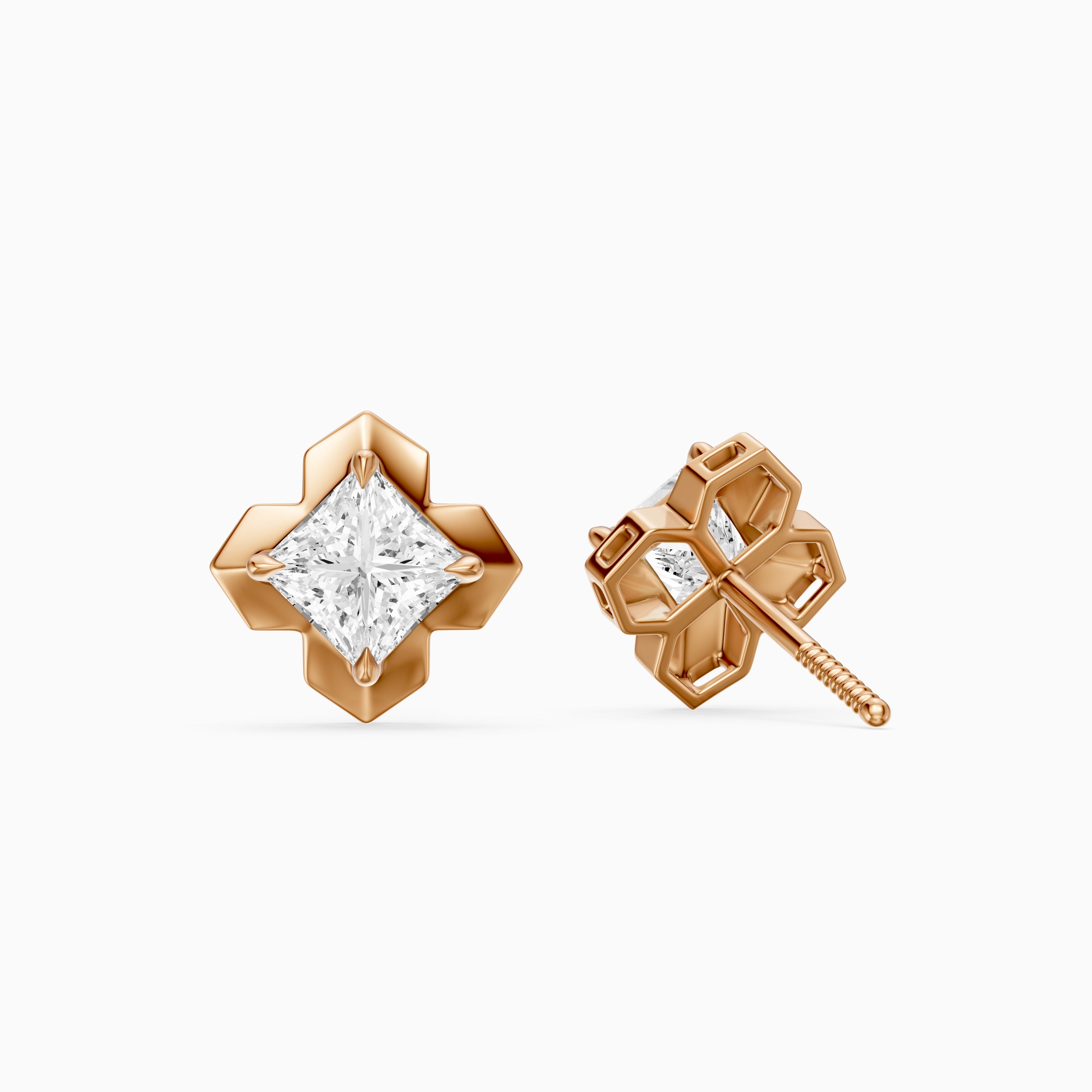 Yrina Princess Cut Lab Grown Diamond X-Prong Stud Earrings