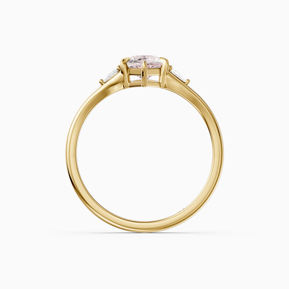 Tia Three Stone Dutch Marquise Pink Lab Grown Diamond Ring with Trillion Side Stones