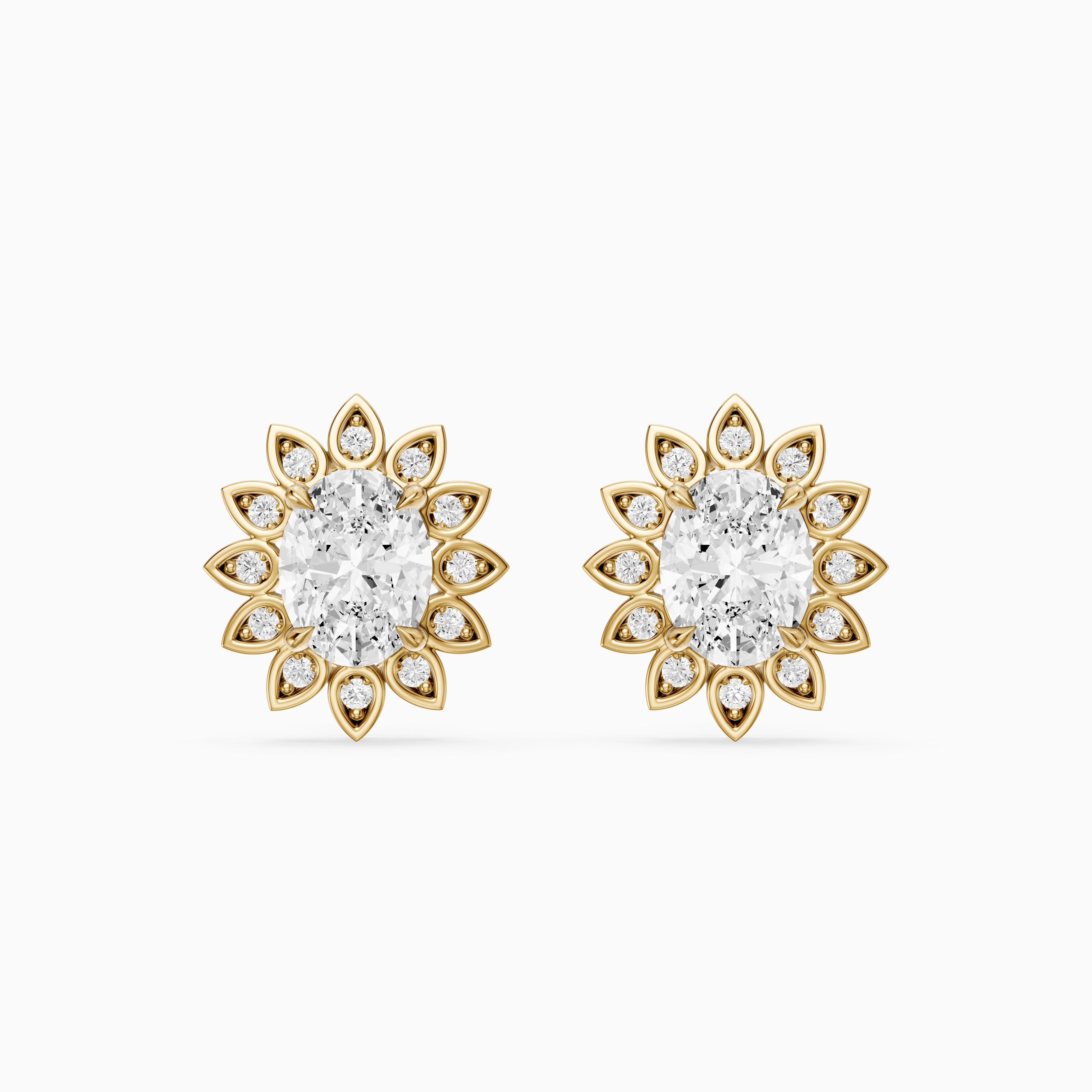 Zaira Oval Shape Lab Grown Diamond Vintage Halo Earrings