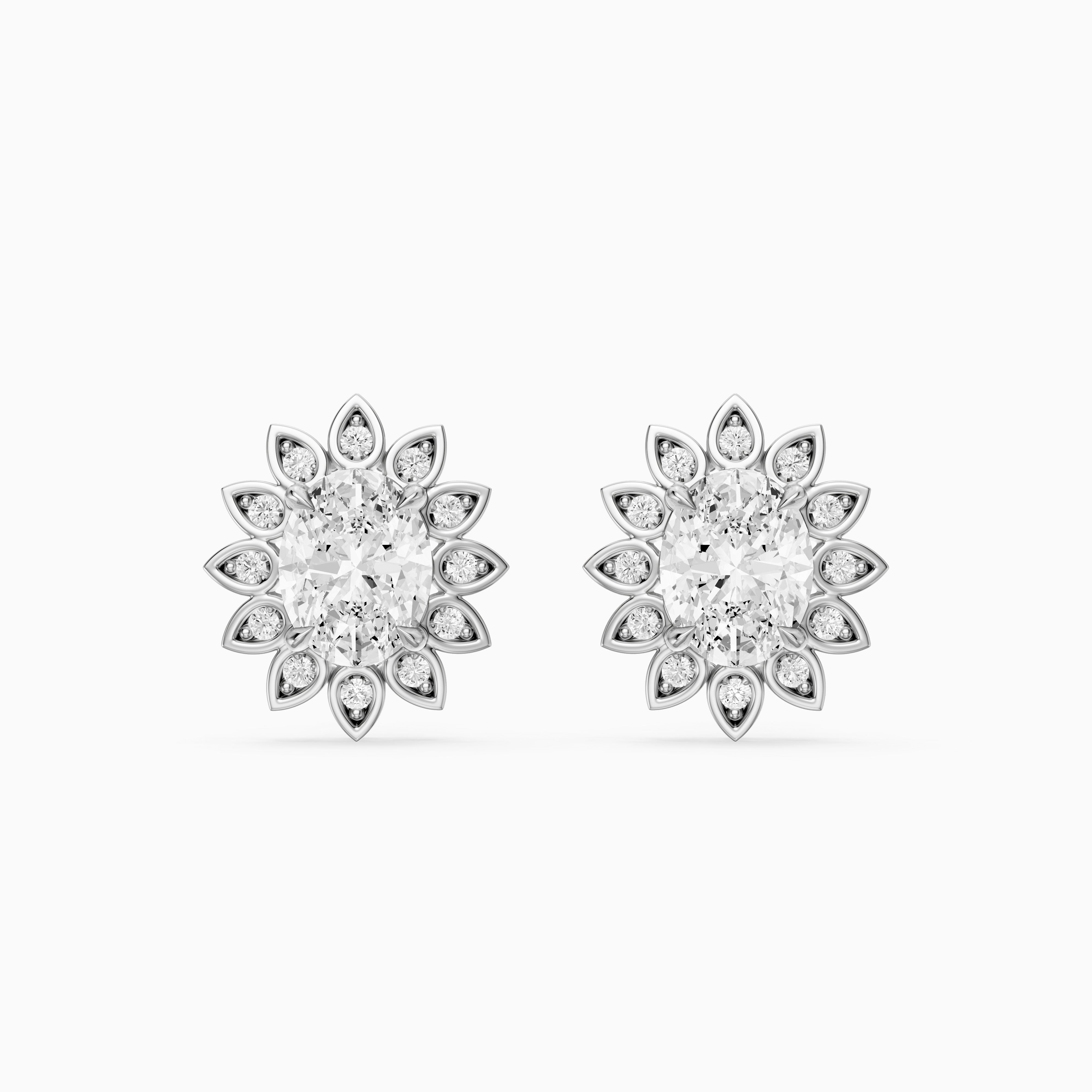 Zaira Oval Shape Lab Grown Diamond Vintage Halo Earrings
