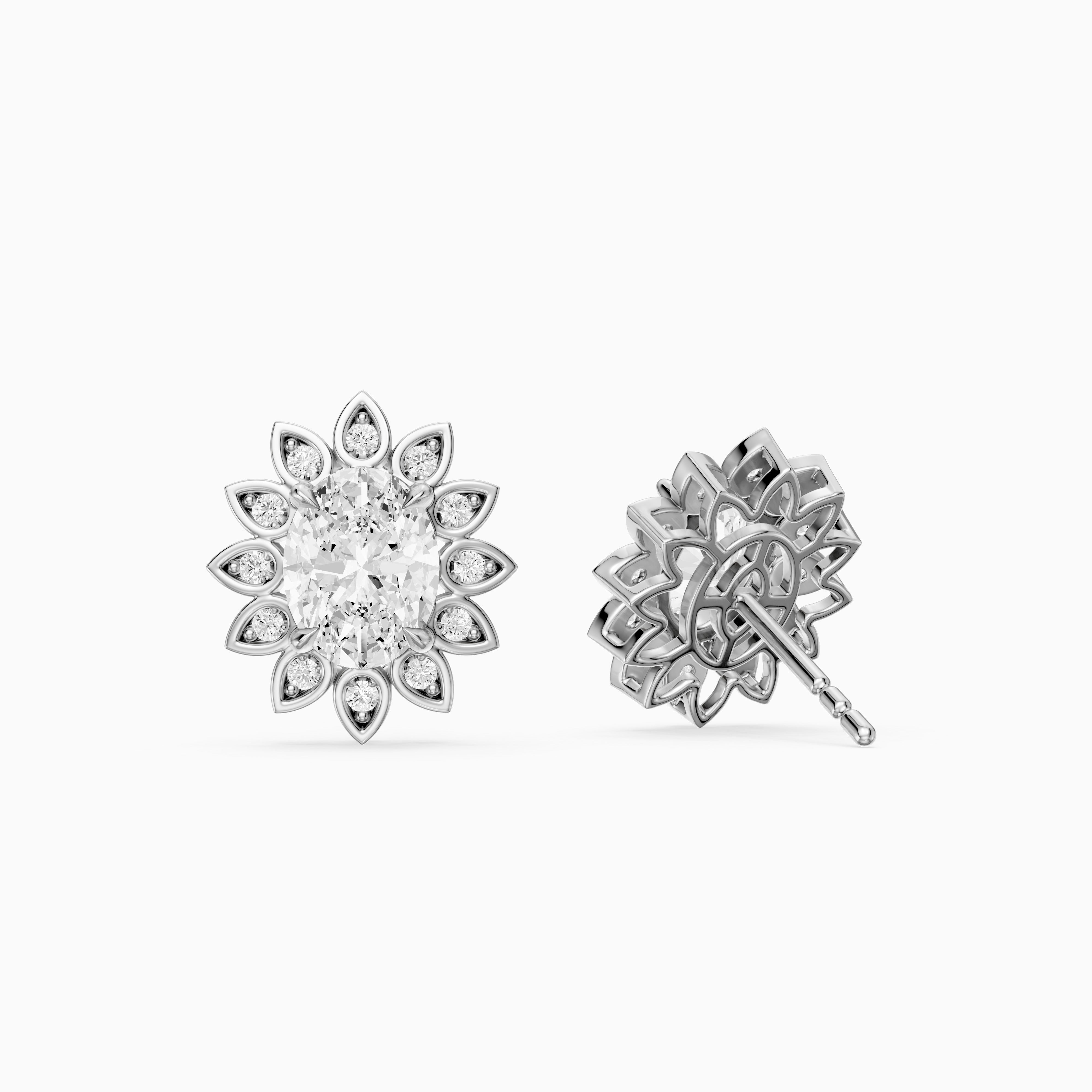 Zaira Oval Shape Lab Grown Diamond Vintage Halo Earrings