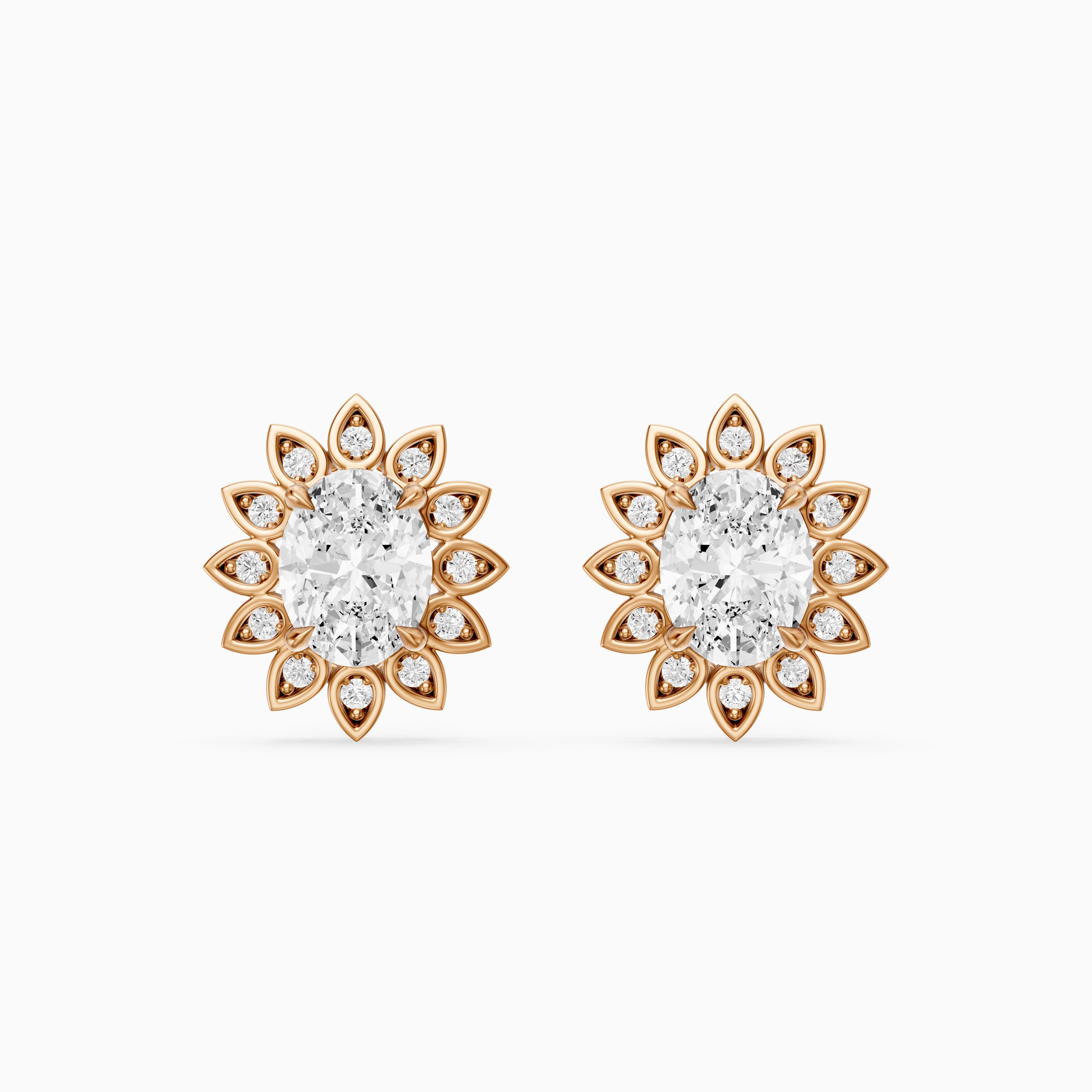 Zaira Oval Shape Lab Grown Diamond Vintage Halo Earrings