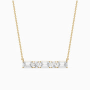 Gabriela Emerald and Round Lab Grown Diamond Bar Necklace