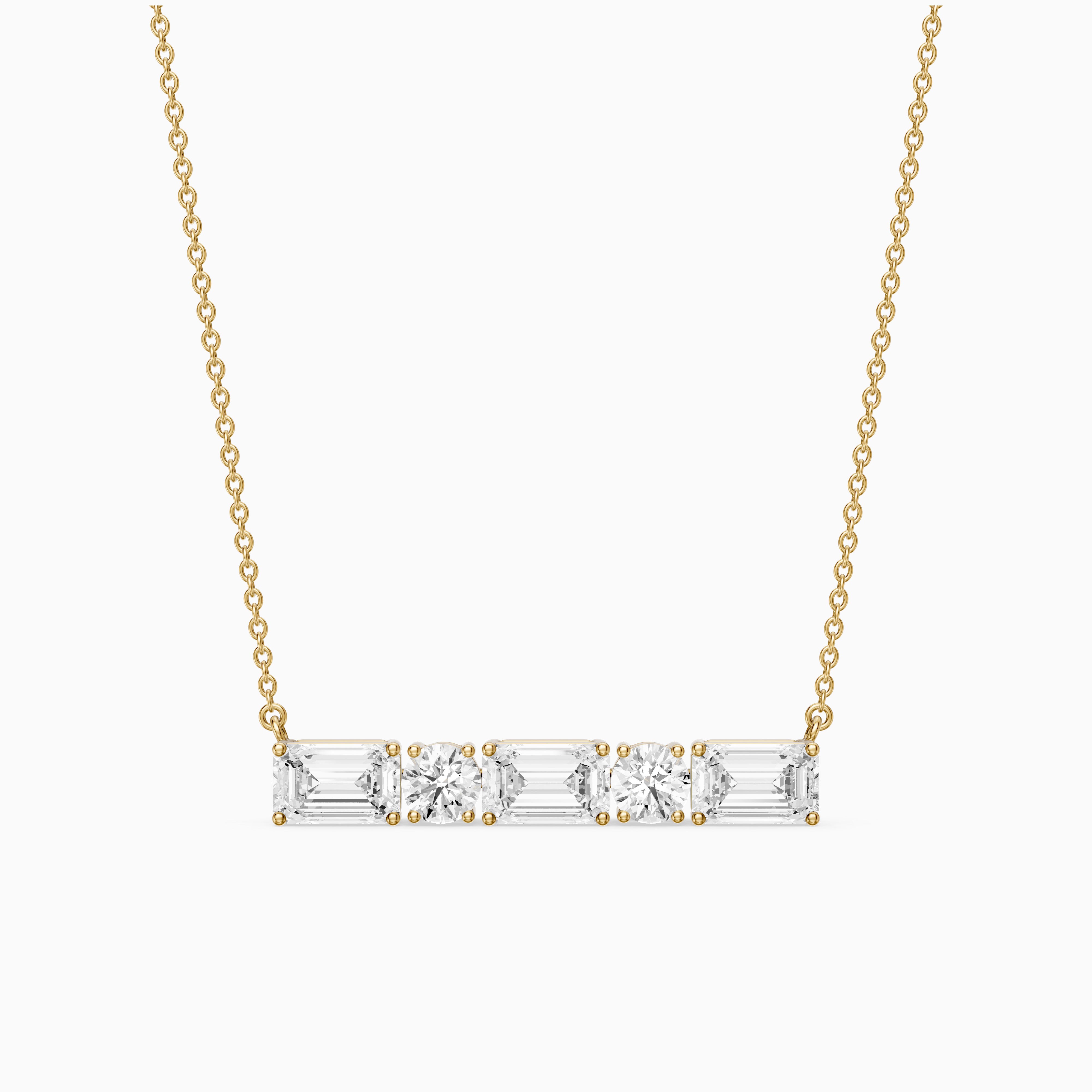 Gabriela Emerald and Round Lab Grown Diamond Bar Necklace
