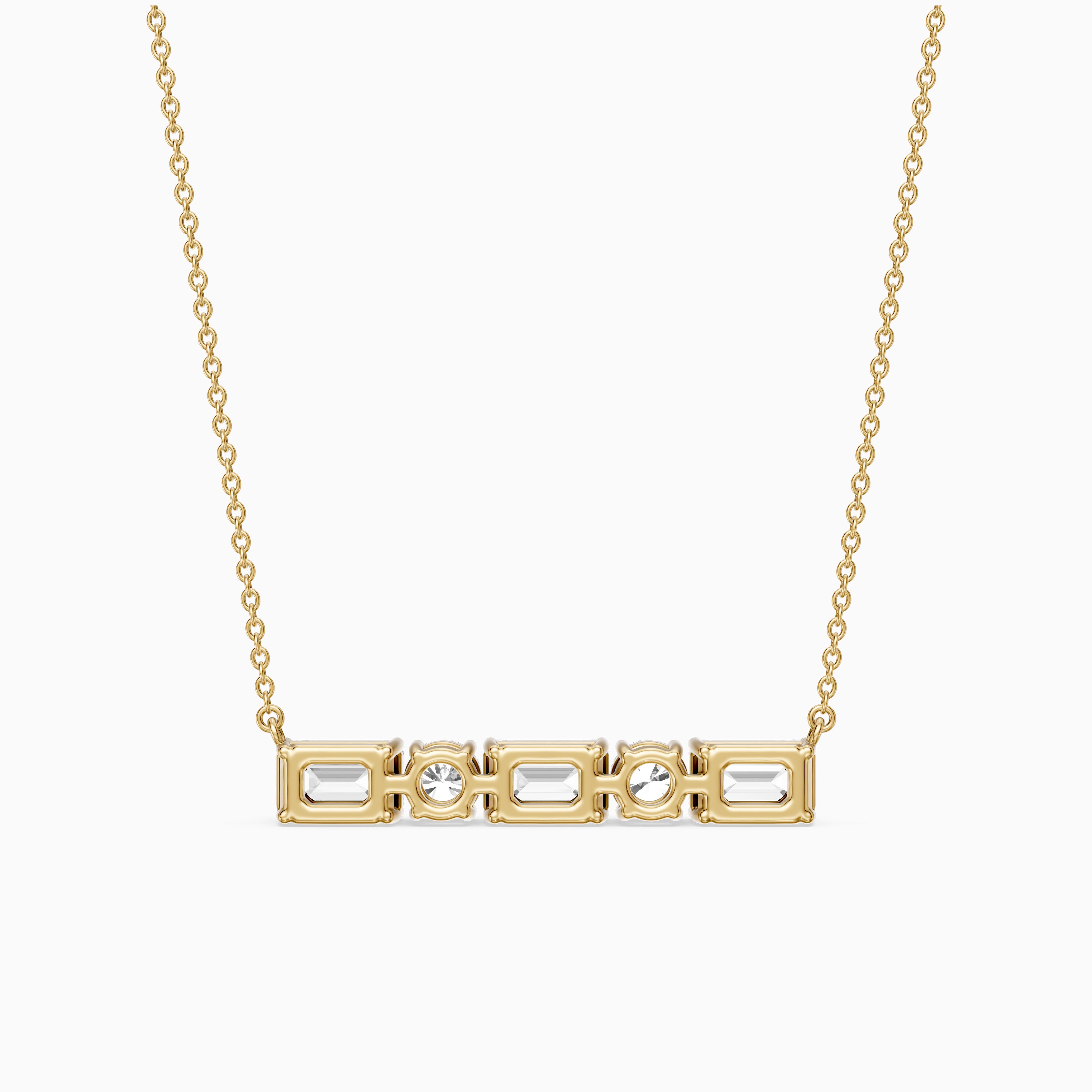 Gabriela Emerald and Round Lab Grown Diamond Bar Necklace