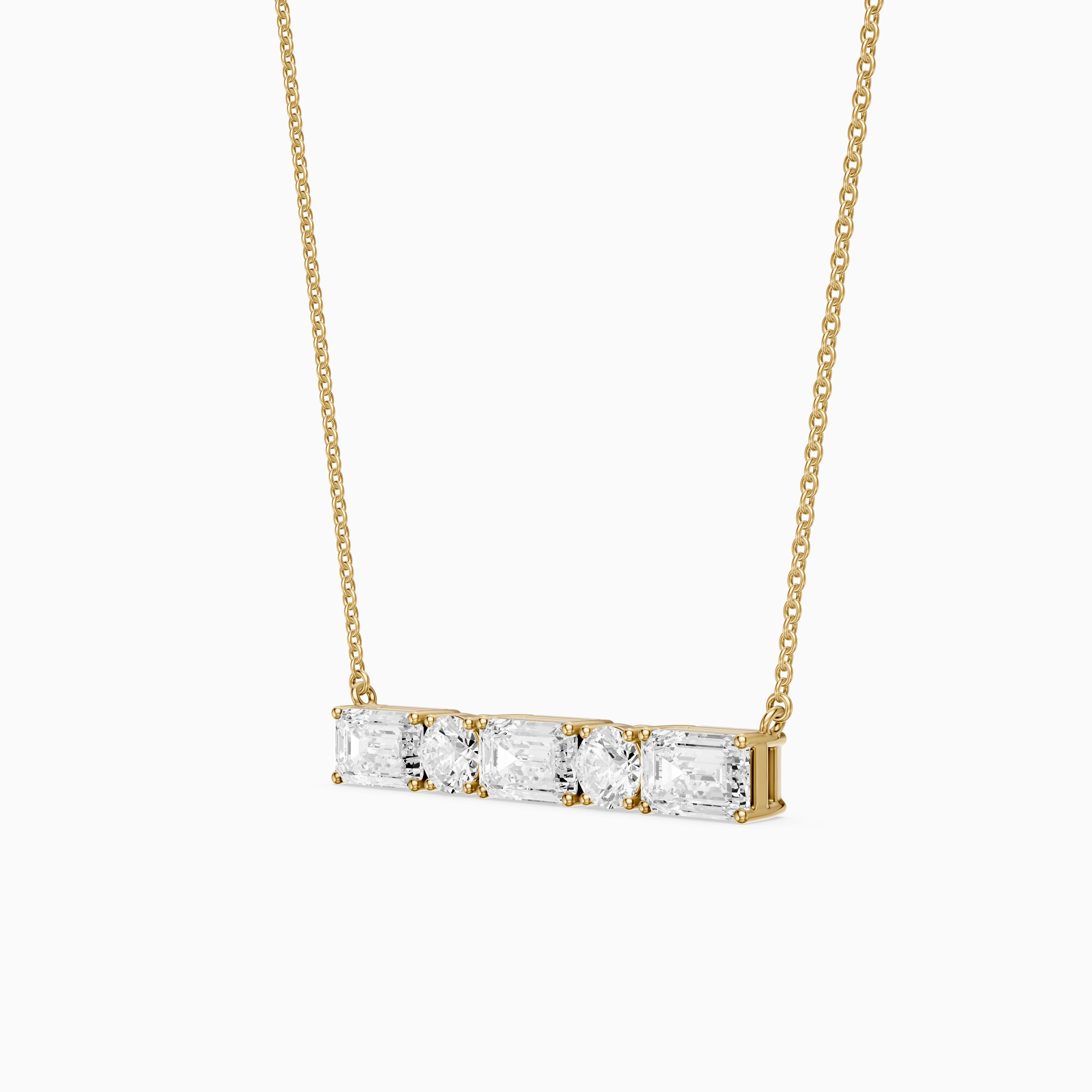 Gabriela Emerald and Round Lab Grown Diamond Bar Necklace
