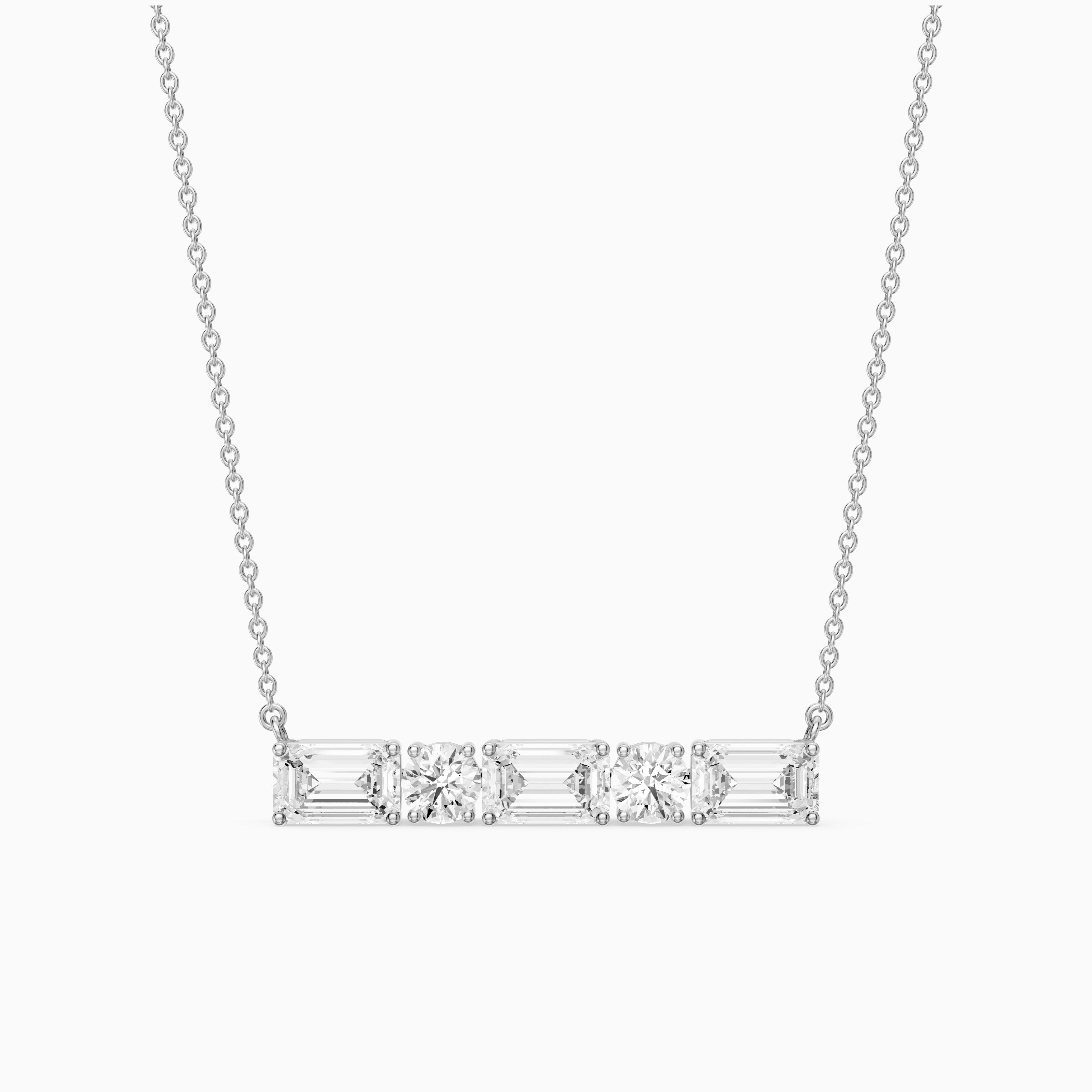 Gabriela Emerald and Round Lab Grown Diamond Bar Necklace