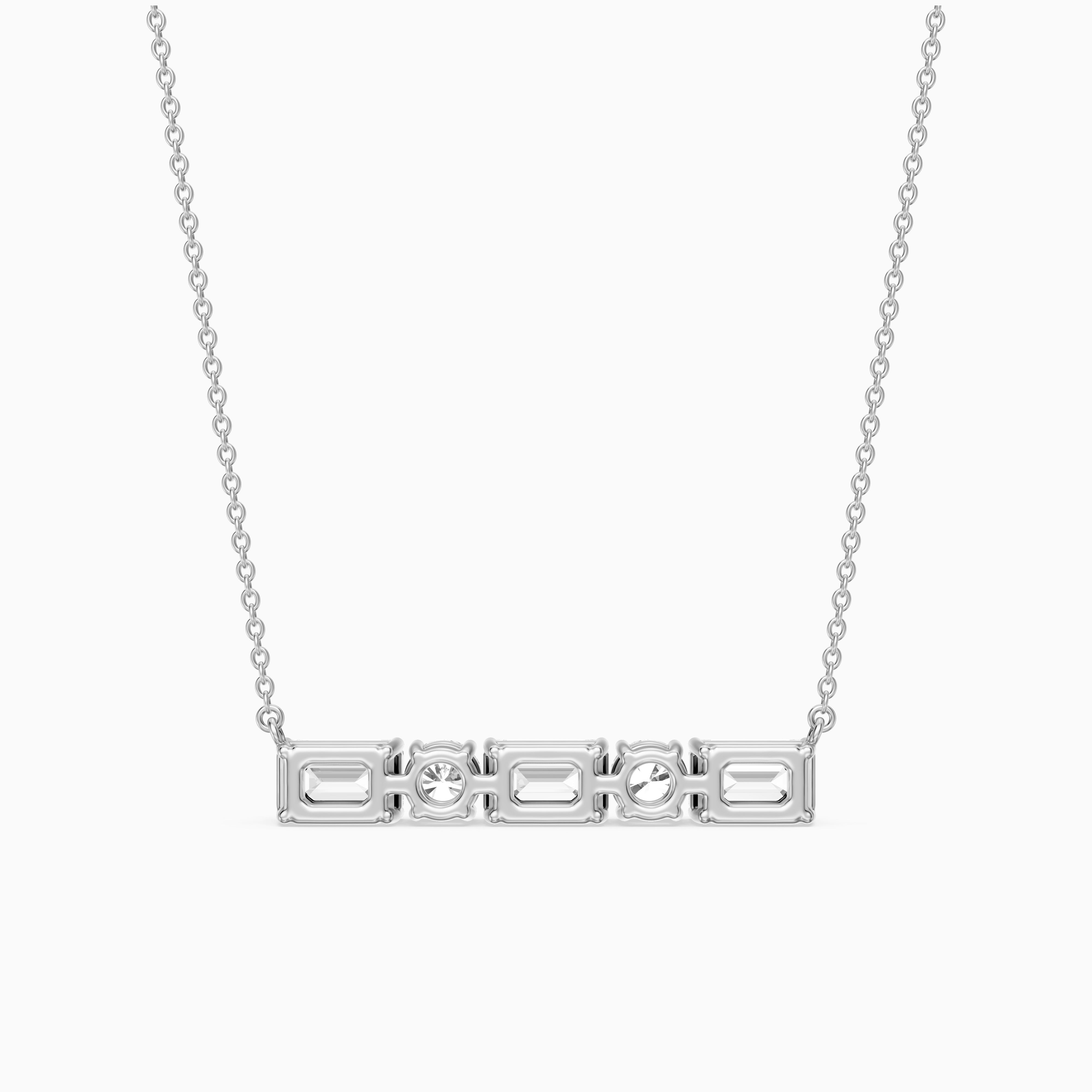 Gabriela Emerald and Round Lab Grown Diamond Bar Necklace