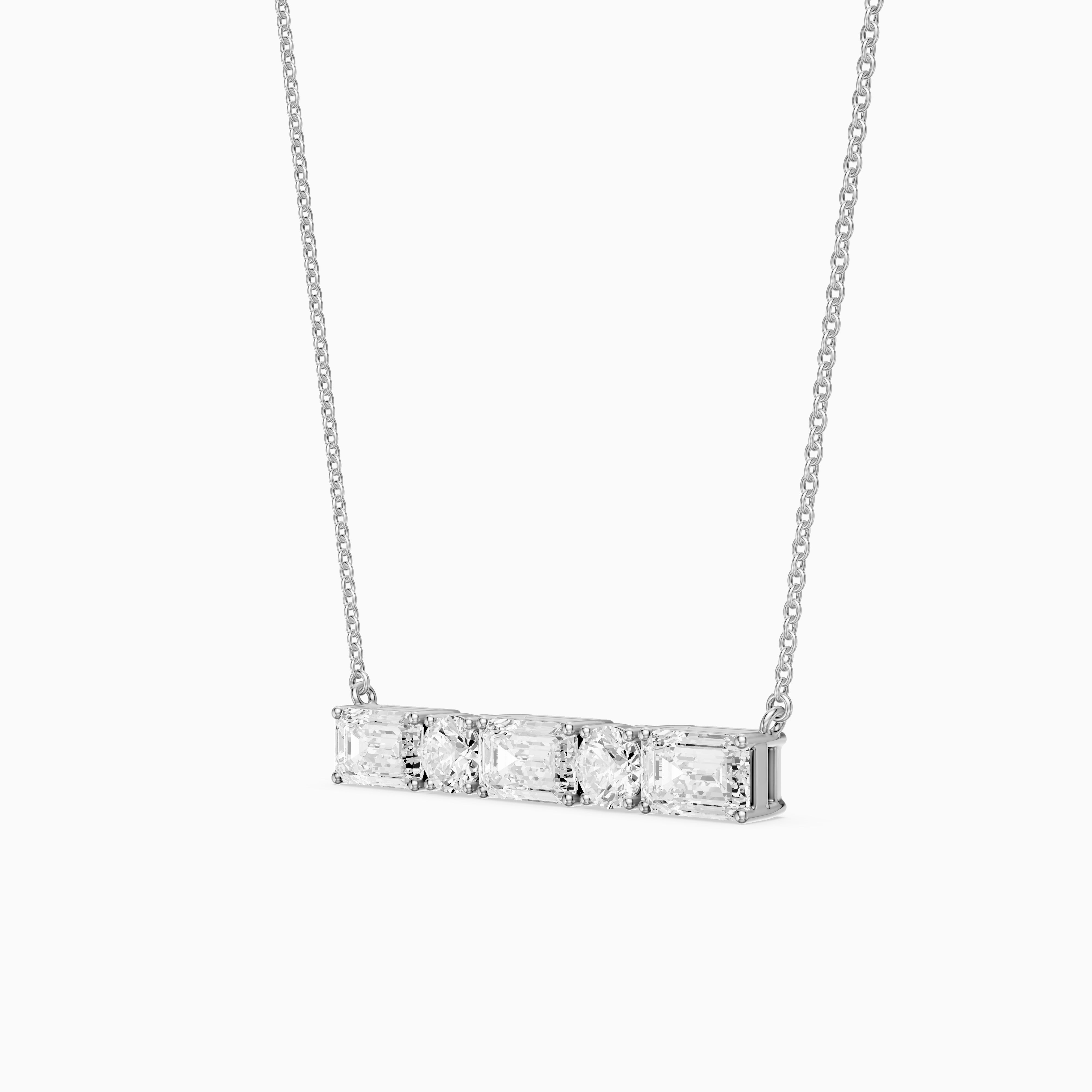 Gabriela Emerald and Round Lab Grown Diamond Bar Necklace