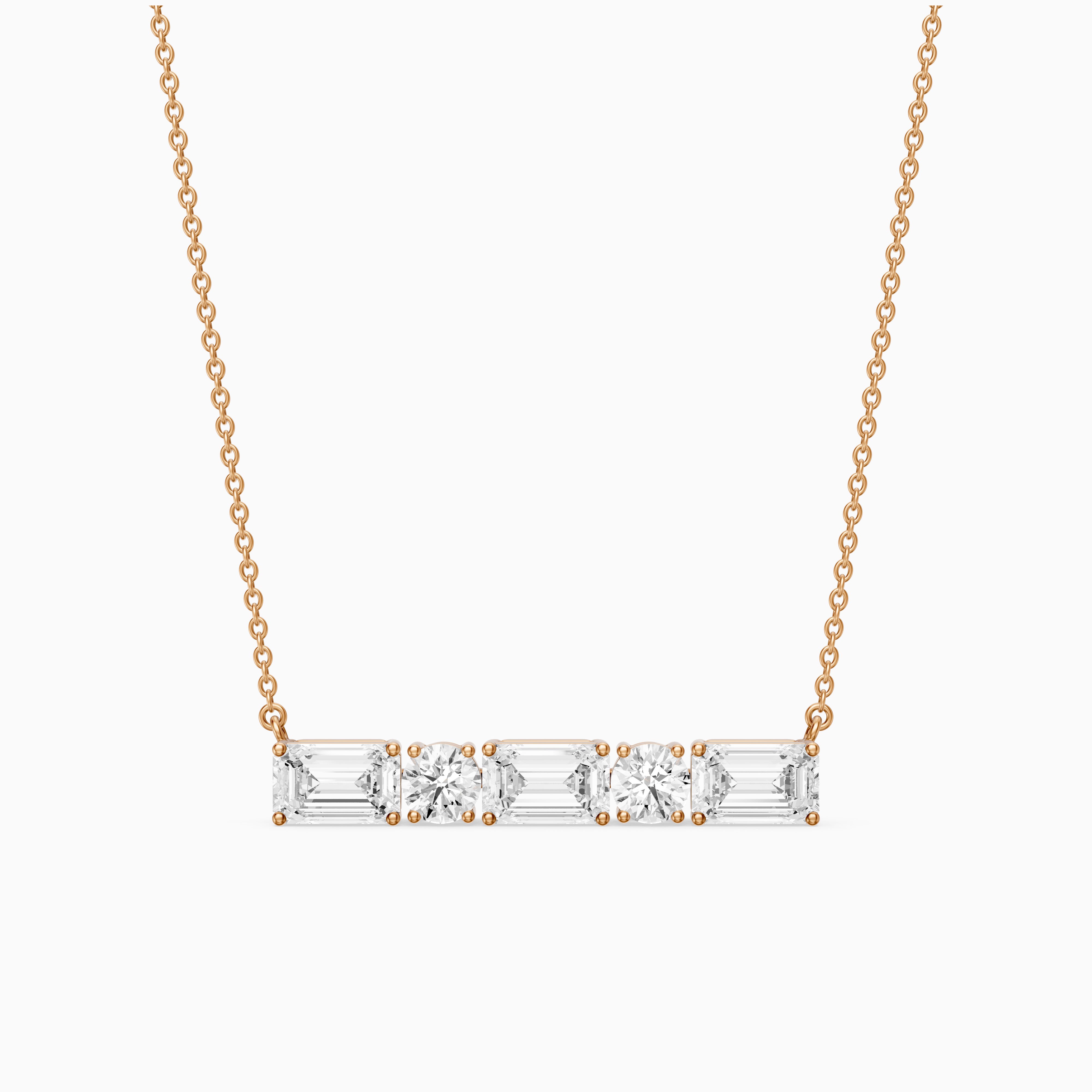 Gabriela Emerald and Round Lab Grown Diamond Bar Necklace