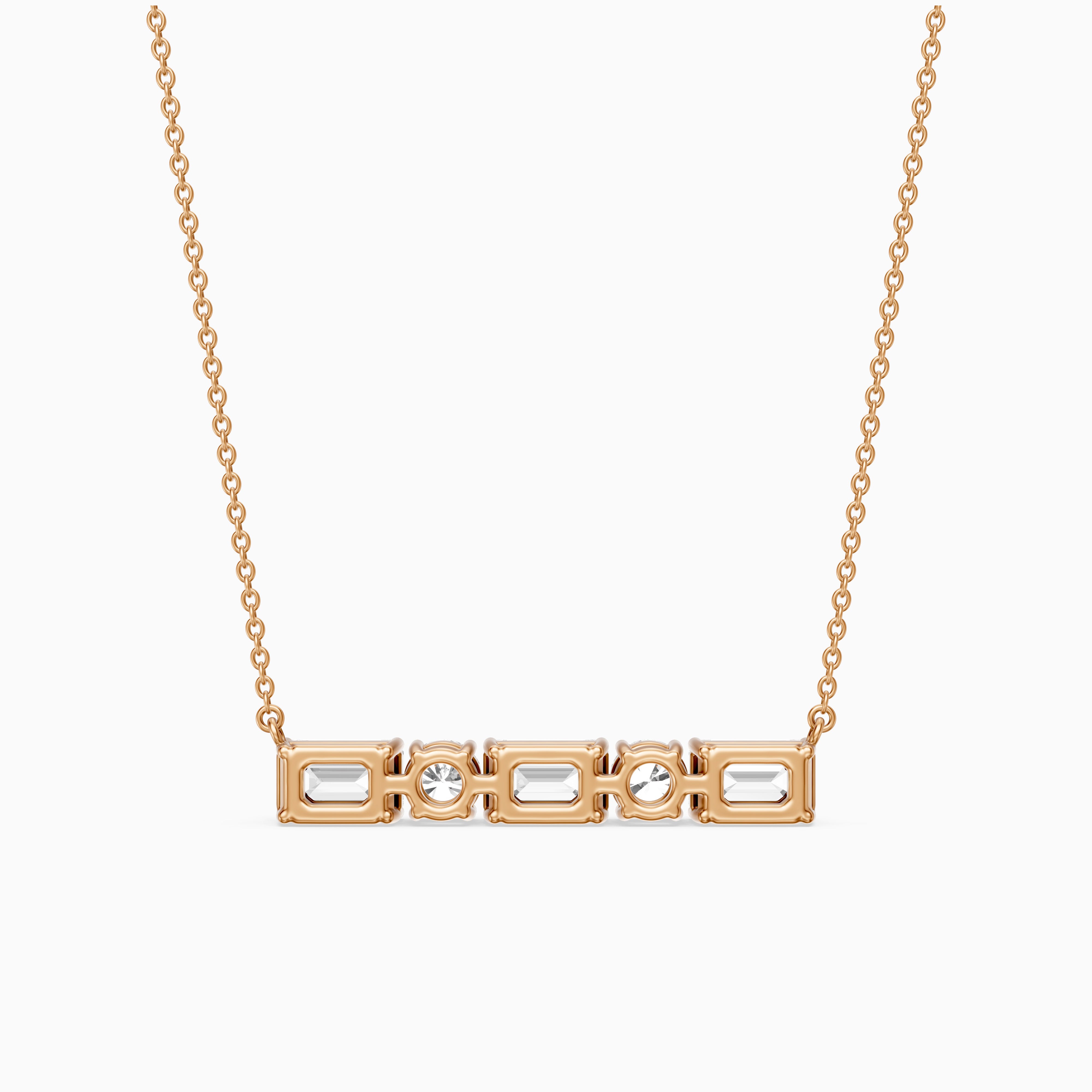 Gabriela Emerald and Round Lab Grown Diamond Bar Necklace