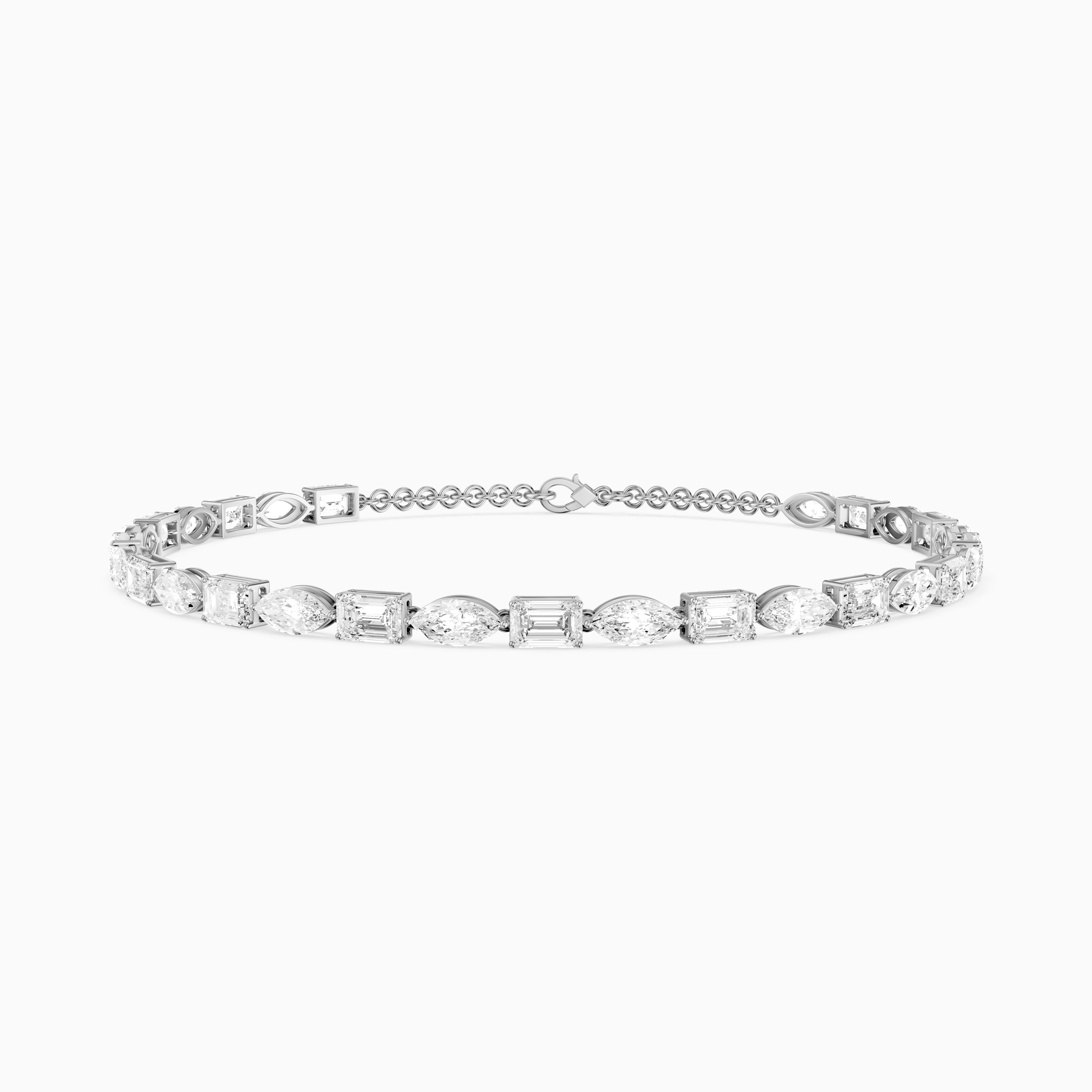 Winnie Alternating Marquise and Emerald Cut Lab Grown Diamond Tennis Bracelet