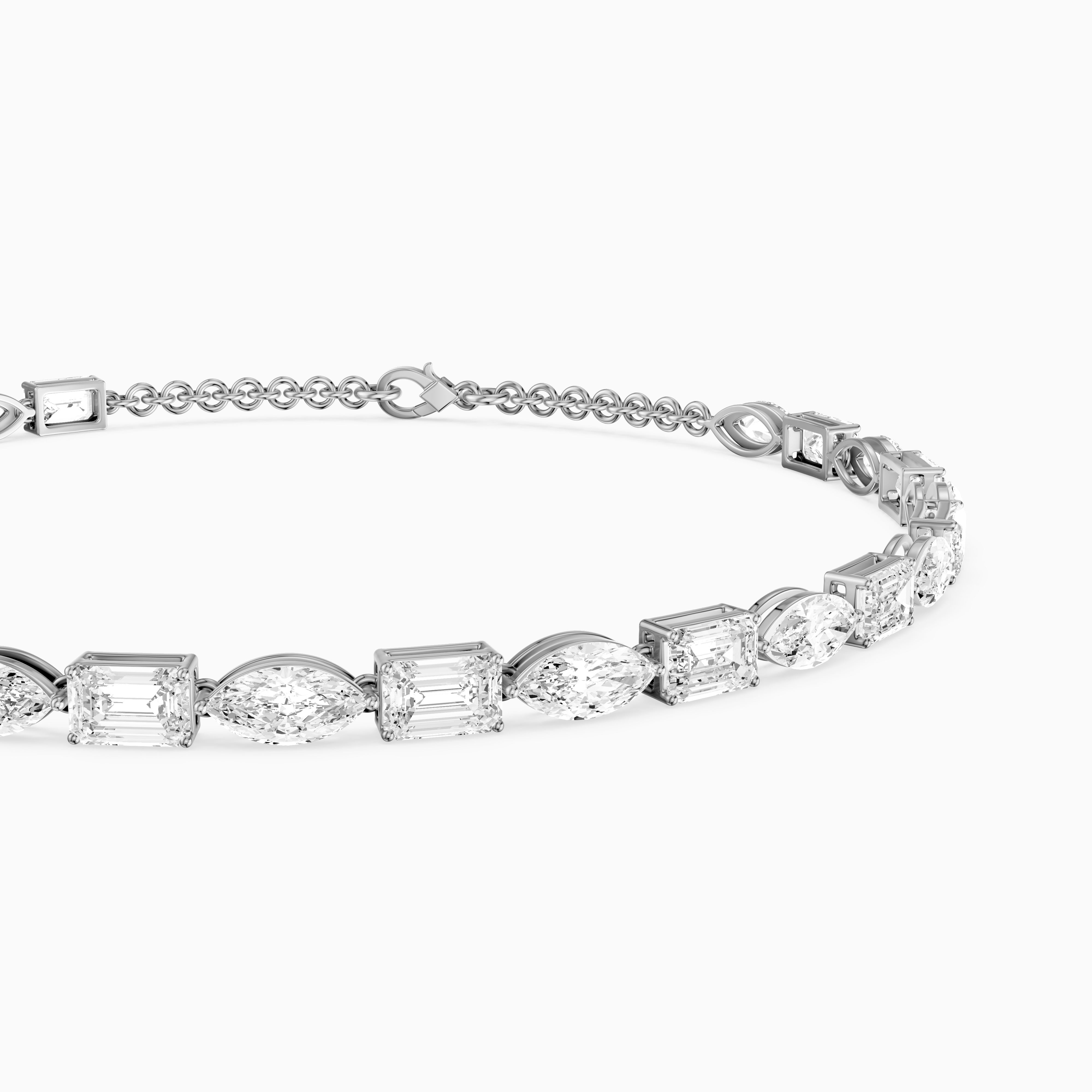 Winnie Alternating Marquise and Emerald Cut Lab Grown Diamond Tennis Bracelet